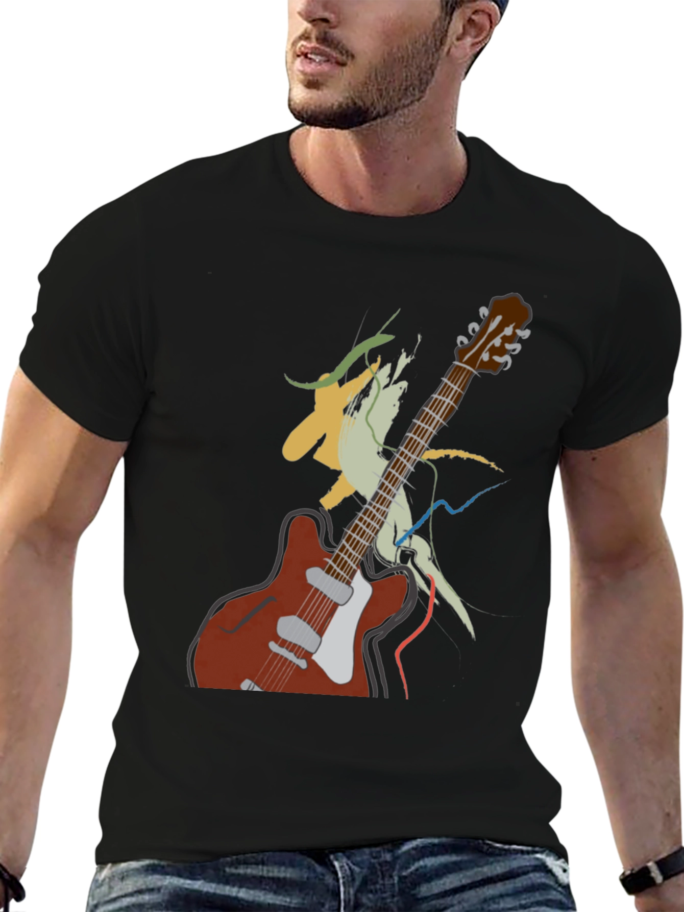Guitar Graphic Tee - Artistic Music Lover Shirt