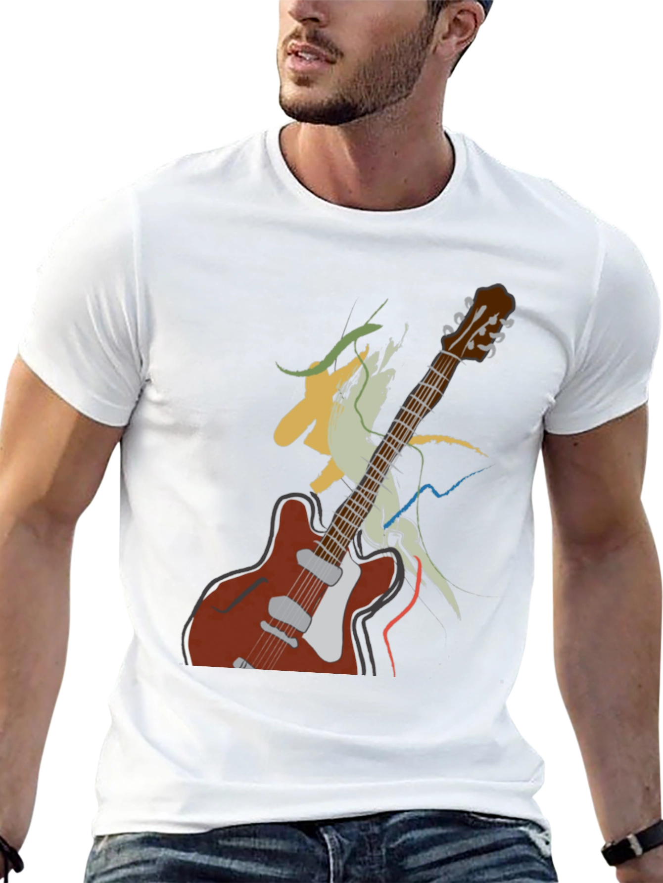 Guitar Graphic Tee - Artistic Music Lover Shirt