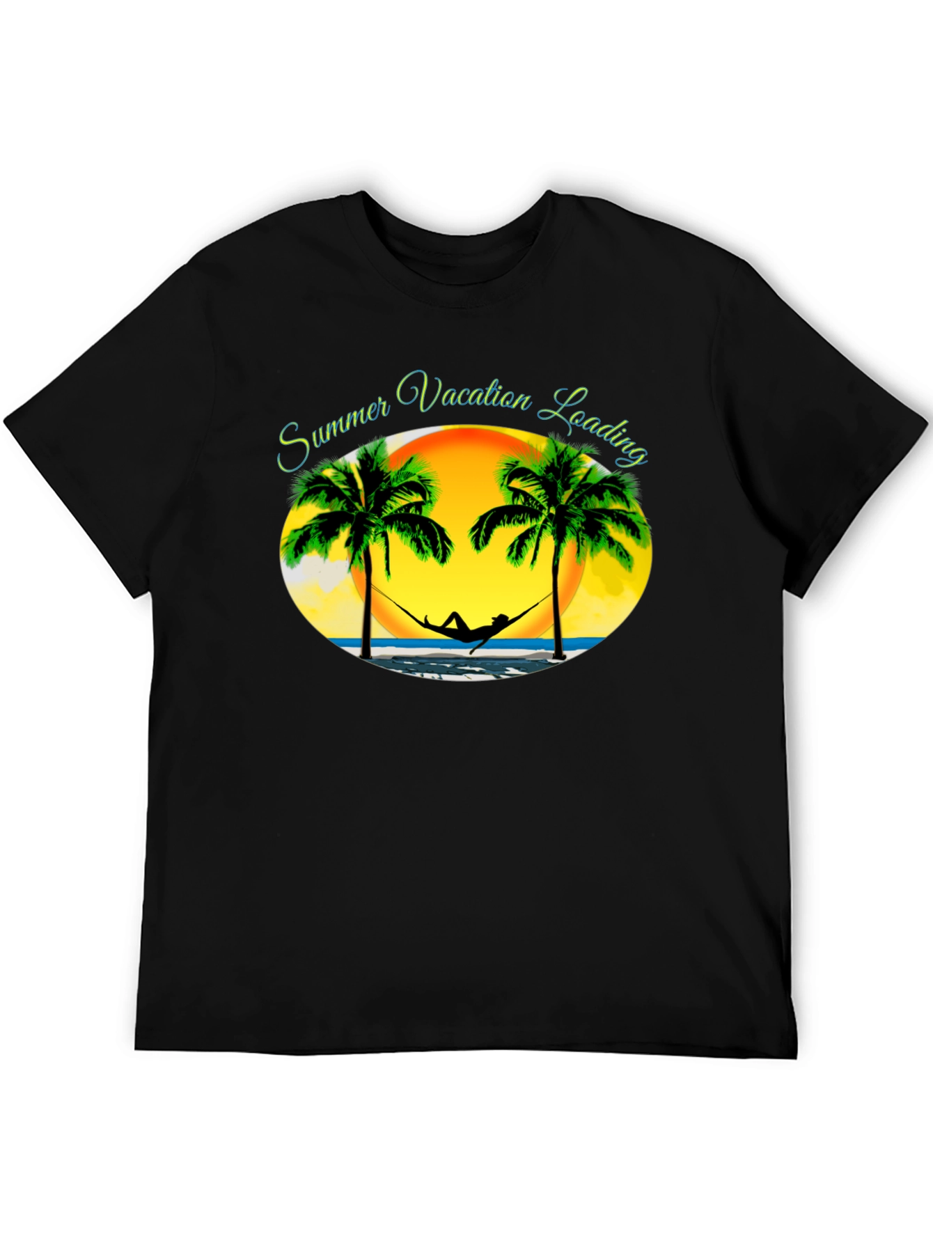 Summer Vacation Loading Black T-Shirt