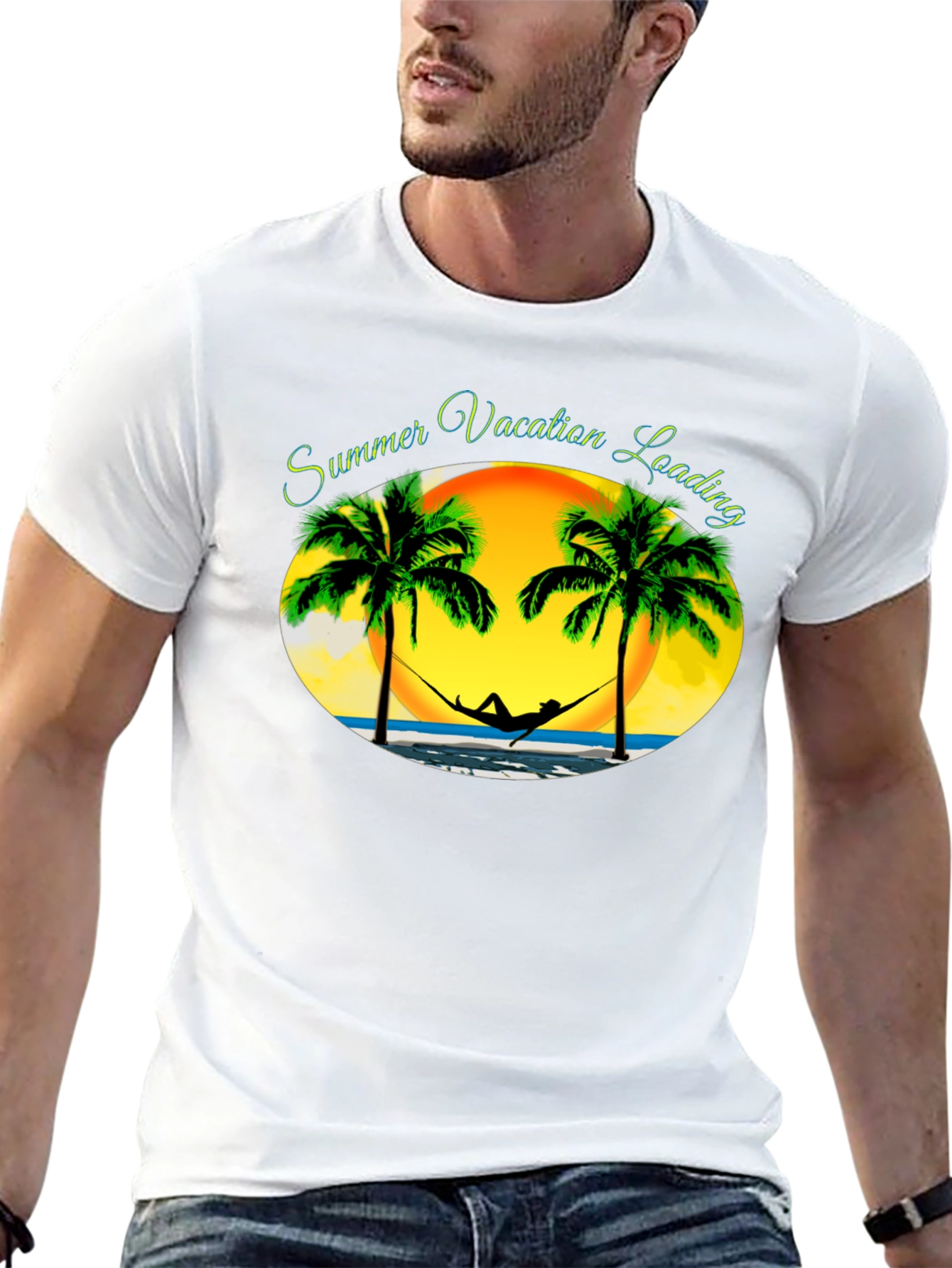 Summer Vacation Loading Black T-Shirt