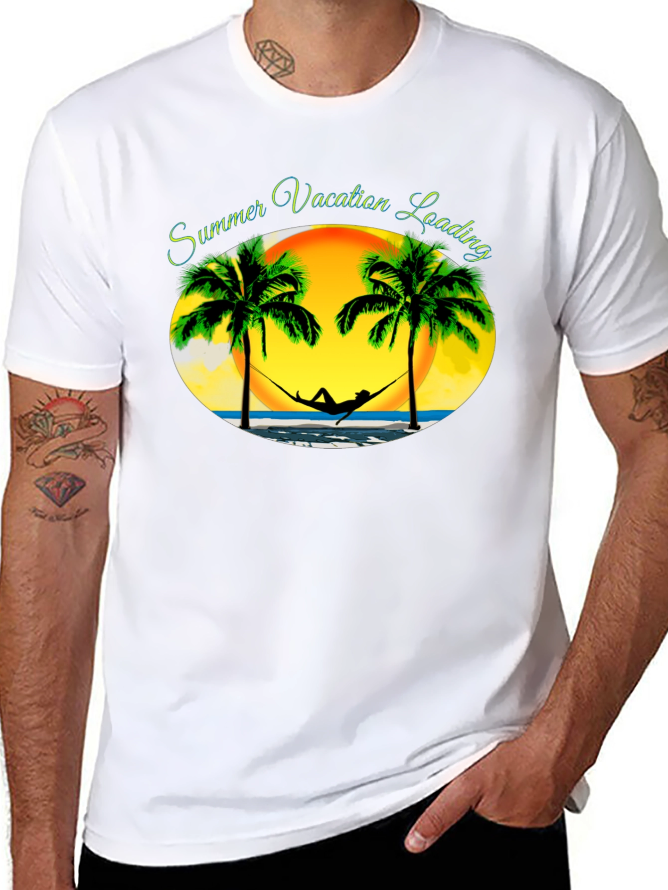 Summer Vacation Loading Black T-Shirt