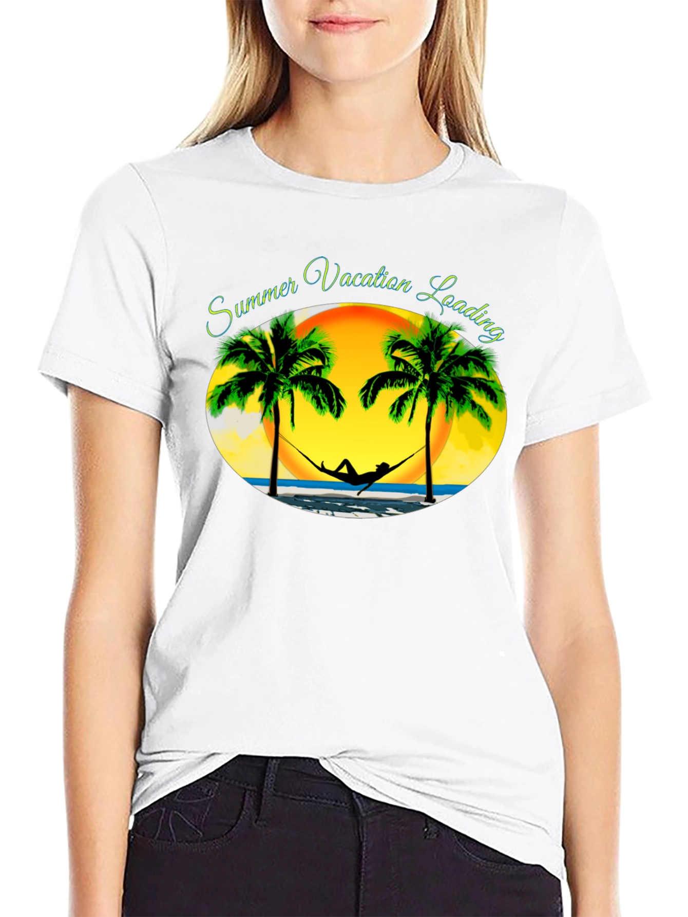 Summer Vacation Loading Black T-Shirt