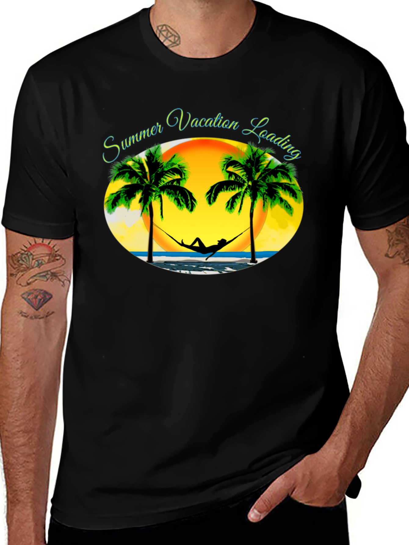 Summer Vacation Loading Black T-Shirt