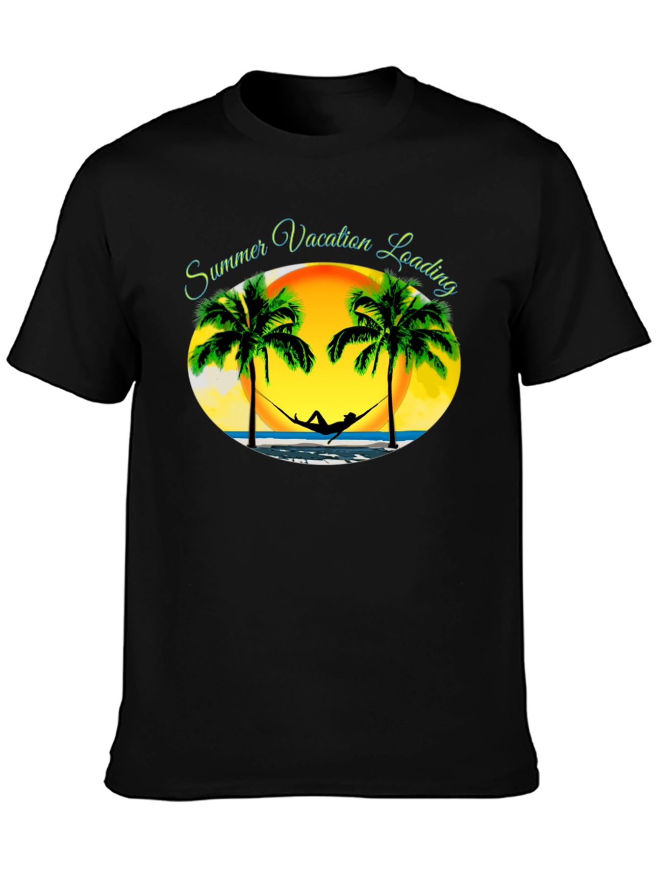 Summer Vacation Loading Black T-Shirt