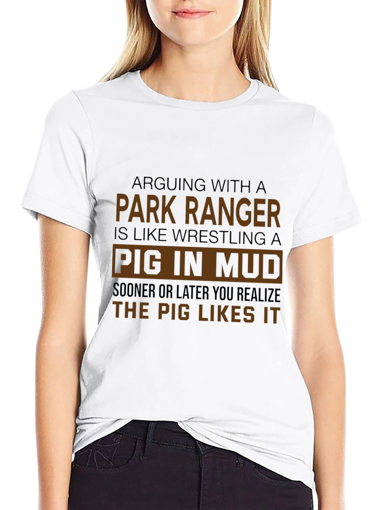 Park Ranger Pig in Mud Graphic Tee