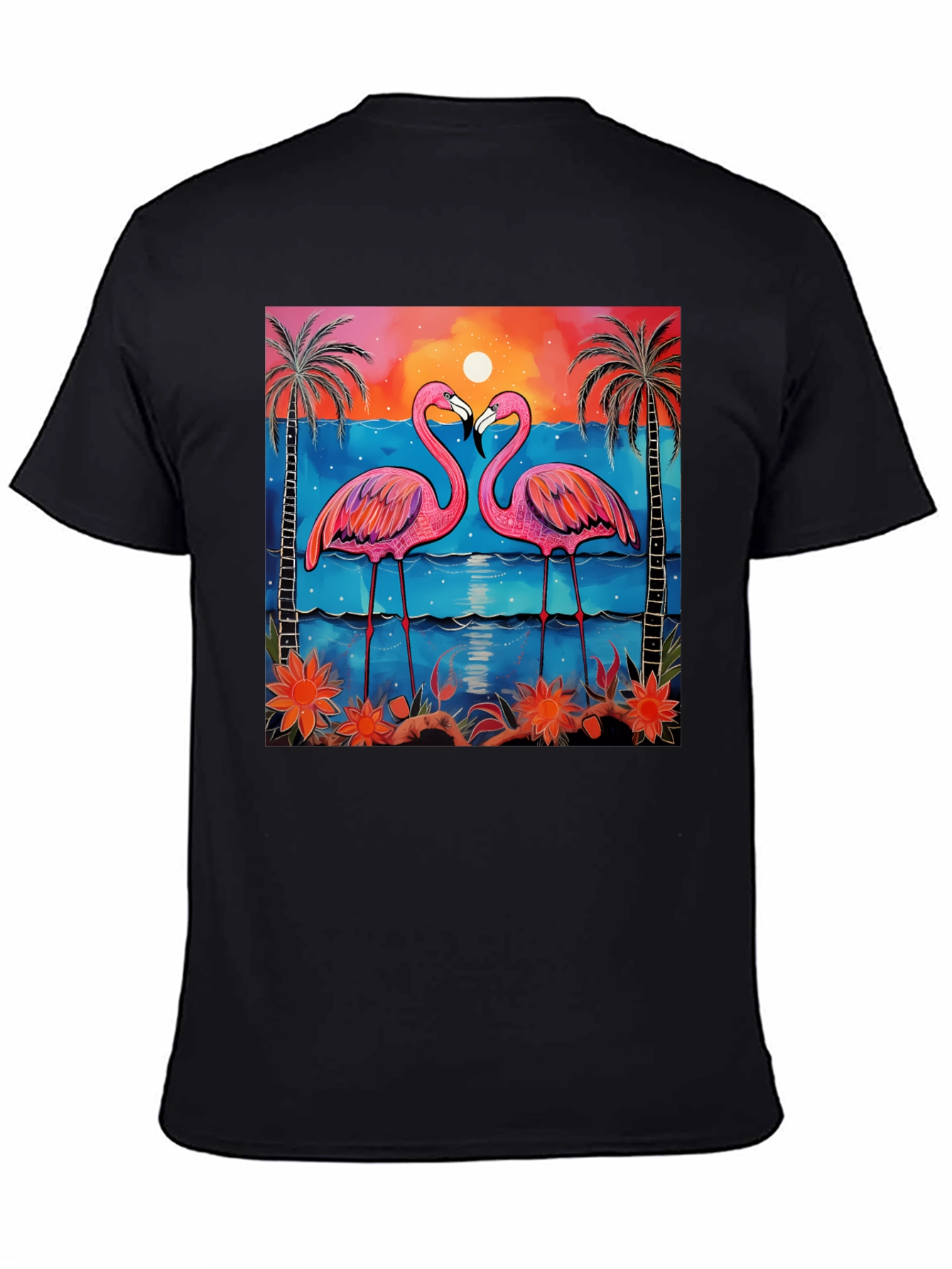 Tropical Flamingo Sunset Graphic Tee