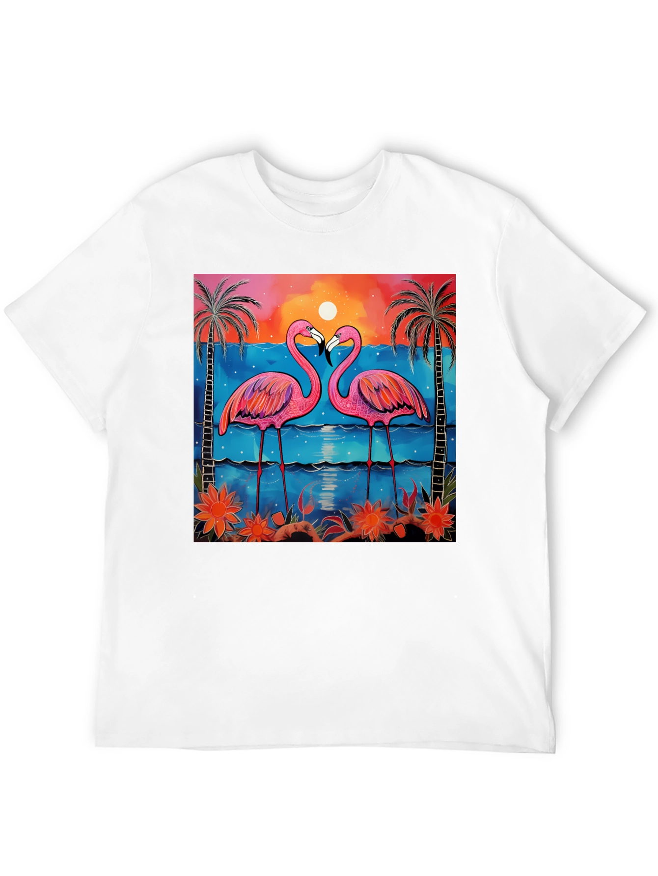 Tropical Flamingo Sunset Graphic Tee