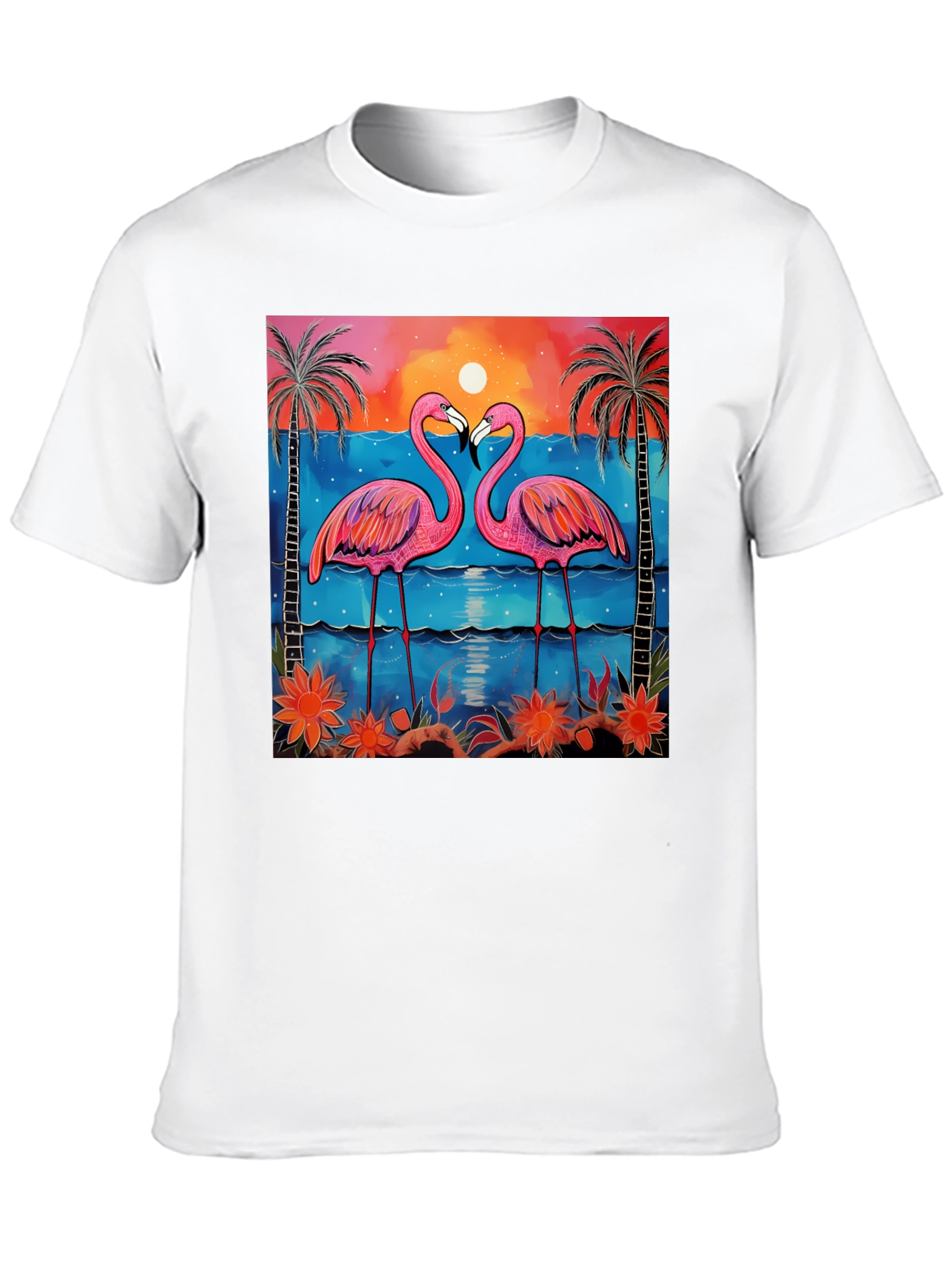 Tropical Flamingo Sunset Graphic Tee