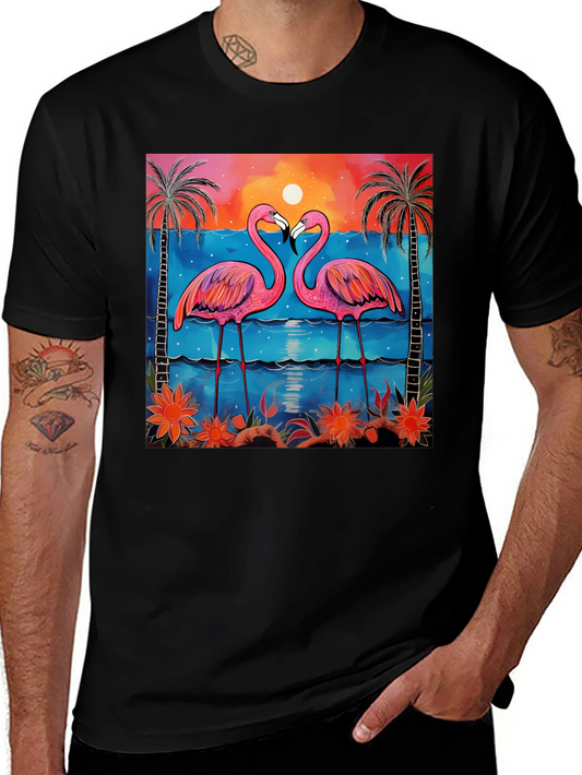 Tropical Flamingo Sunset Graphic Tee