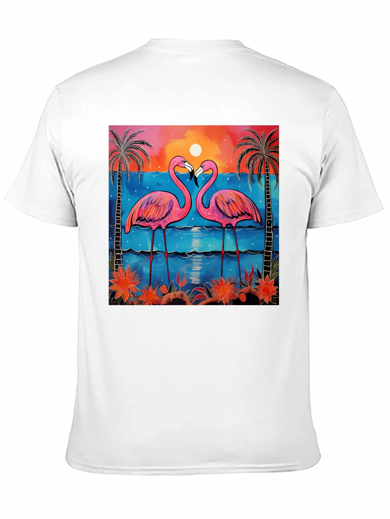 Tropical Flamingo Sunset Graphic Tee