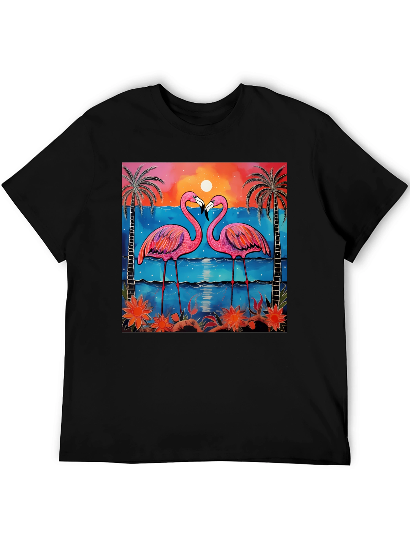 Tropical Flamingo Sunset Graphic Tee