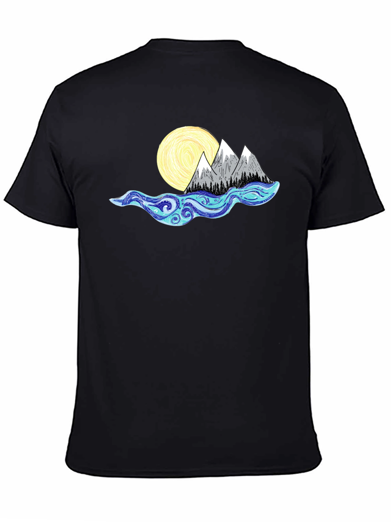 Mountain Moon Graphic Tee - Black