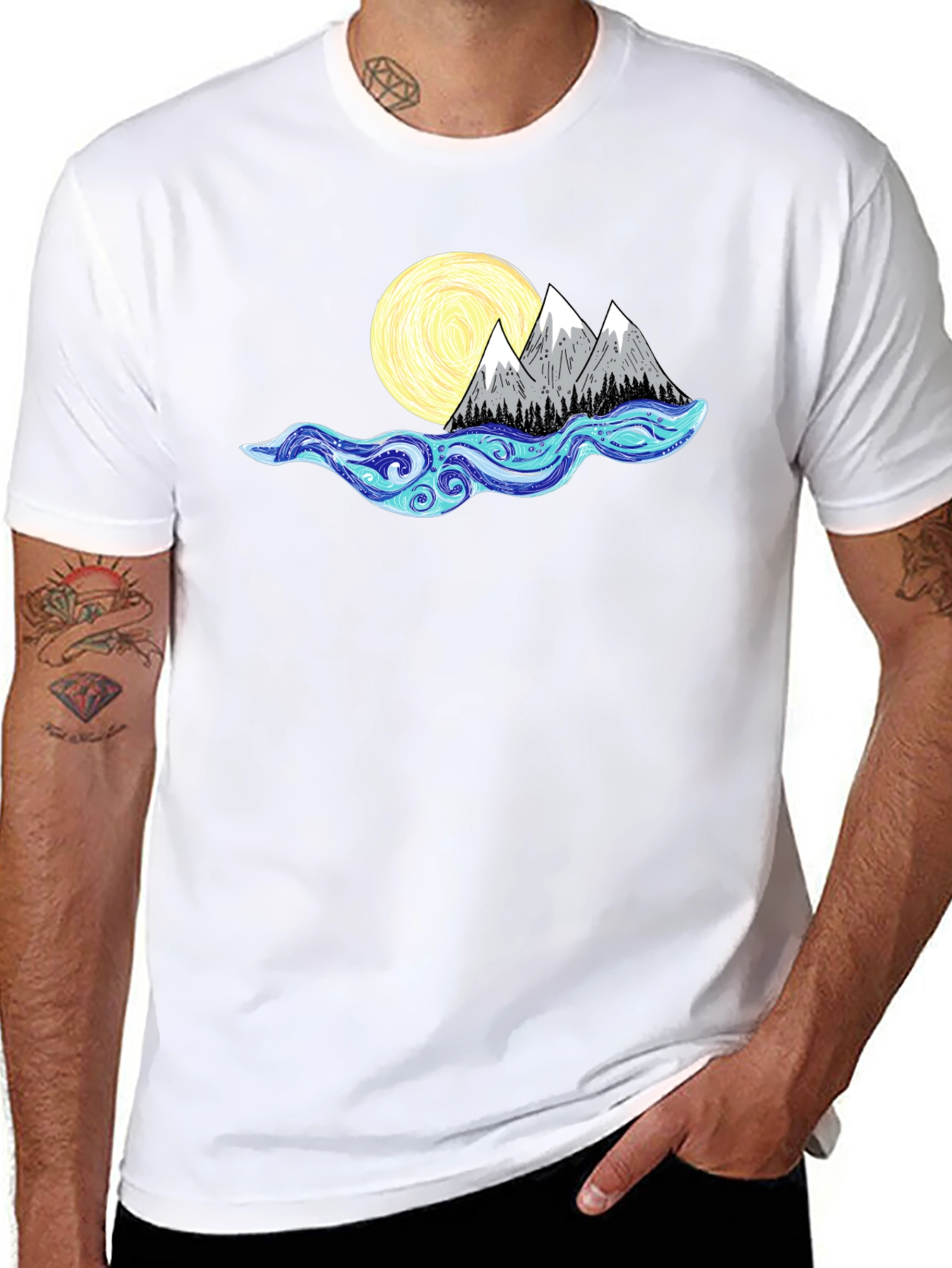 Mountain Moon Graphic Tee - Black