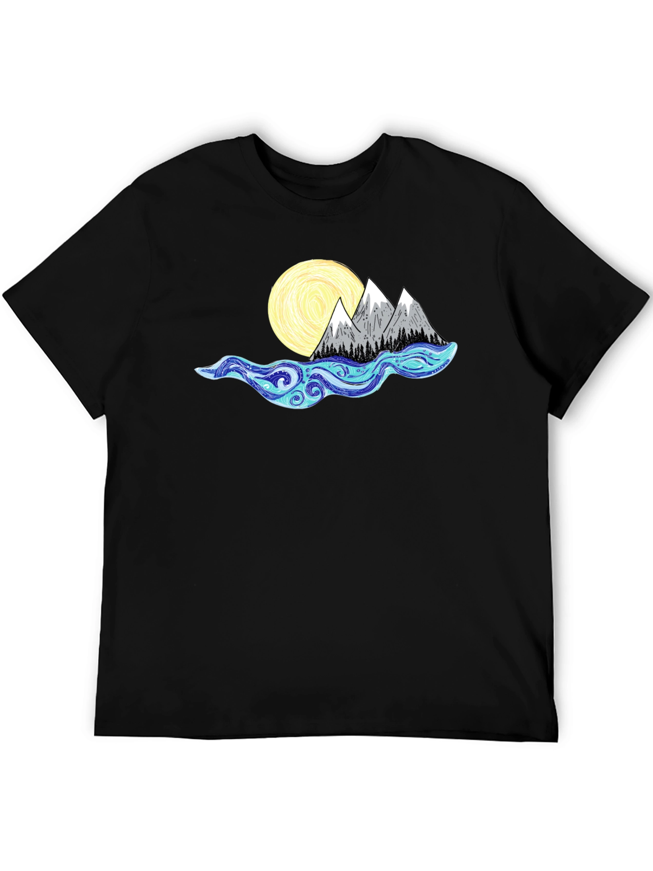 Mountain Moon Graphic Tee - Black