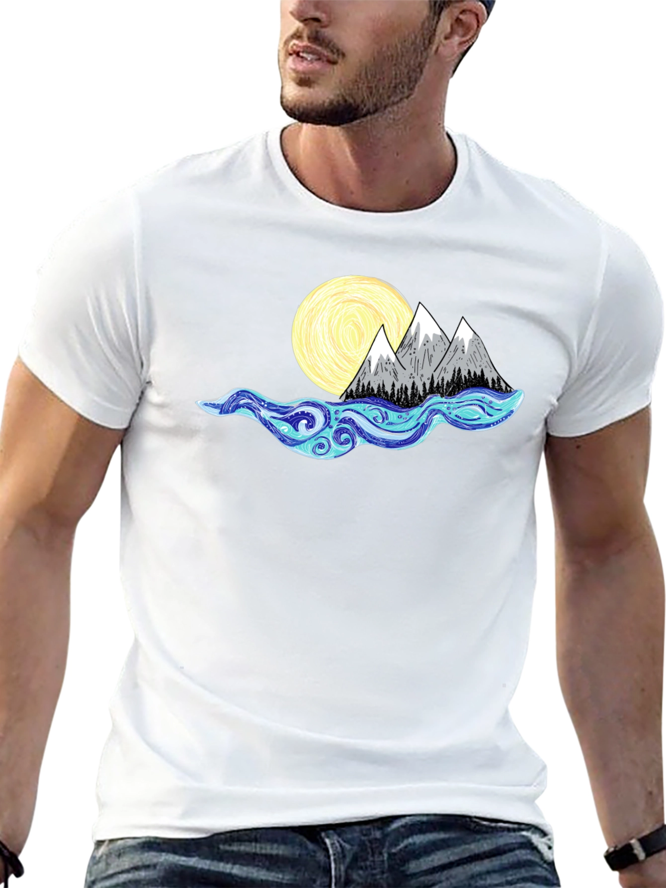 Mountain Moon Graphic Tee - Black