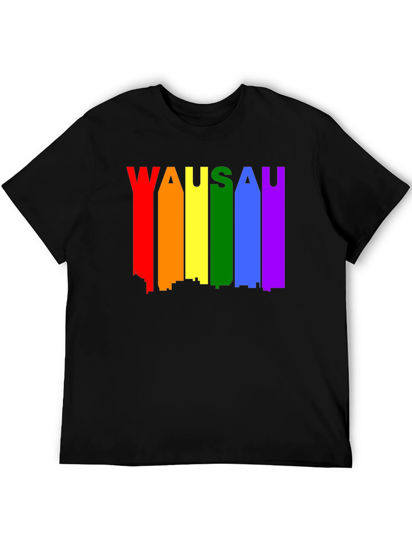 Wausau Pride T-Shirt - Rainbow Cityscape Tee
