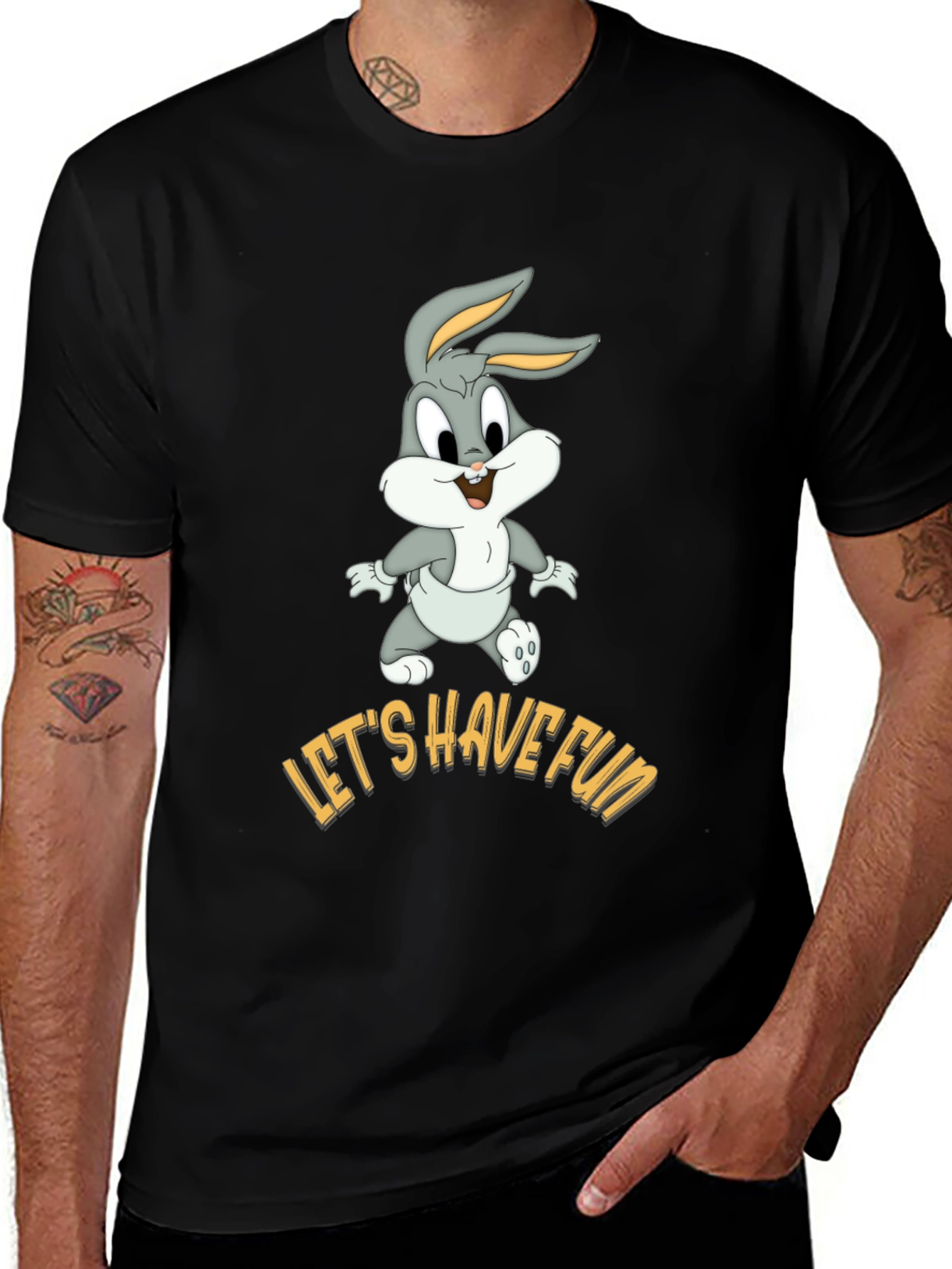 Lets Have Fun Bugs Bunny Black T-Shirt