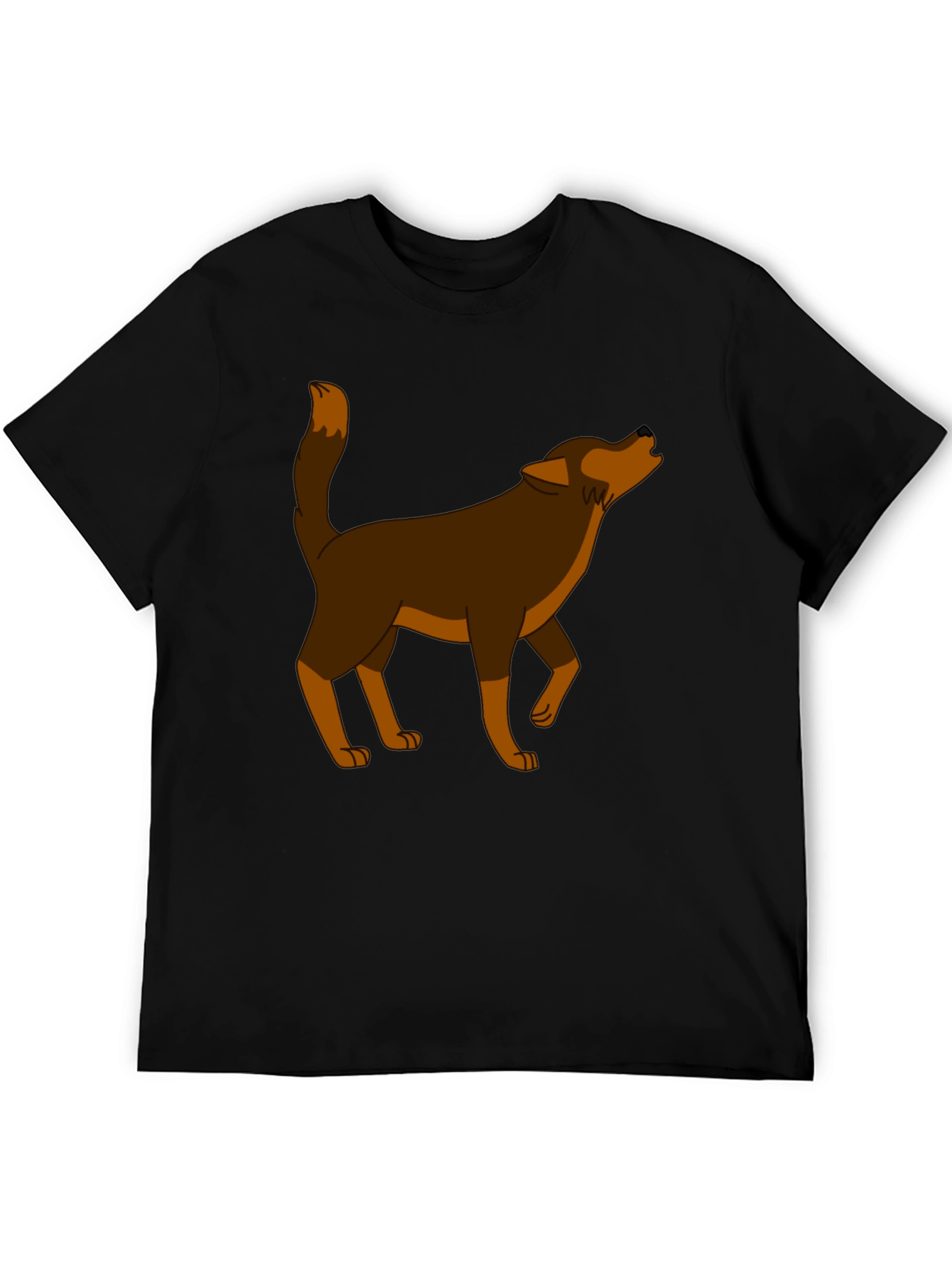 Cartoon Wolf Graphic Tee - Black