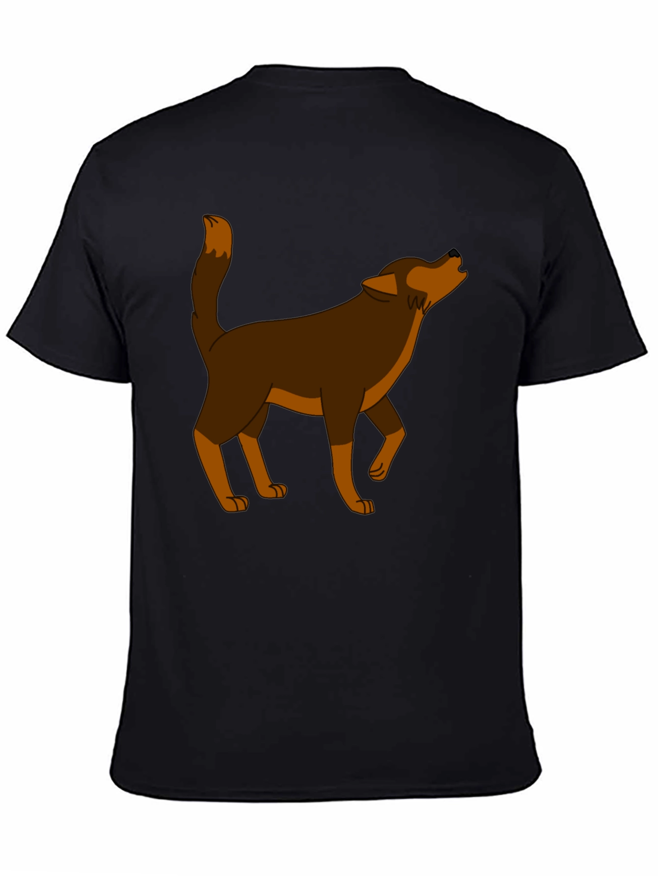Cartoon Wolf Graphic Tee - Black