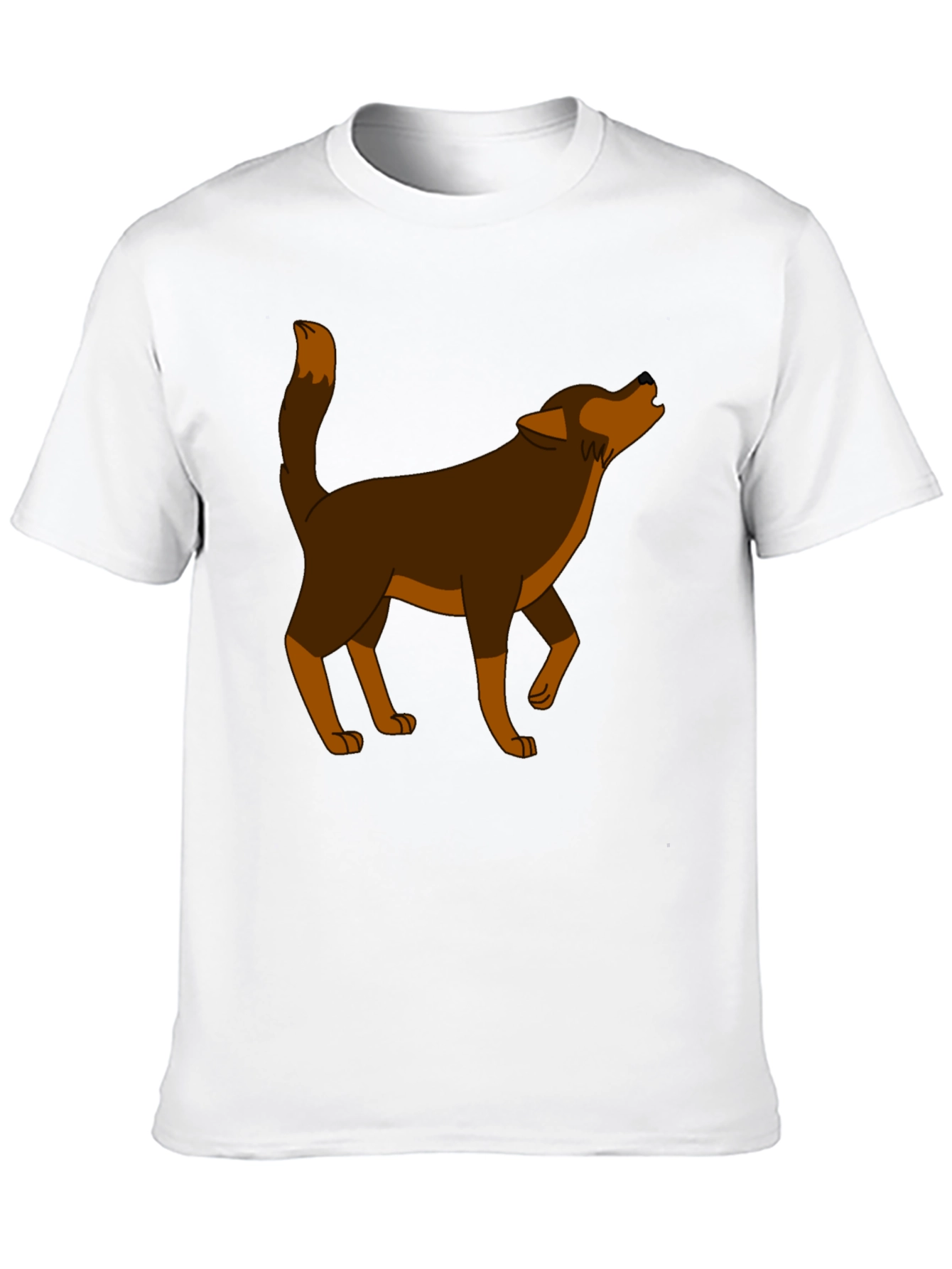 Cartoon Wolf Graphic Tee - Black