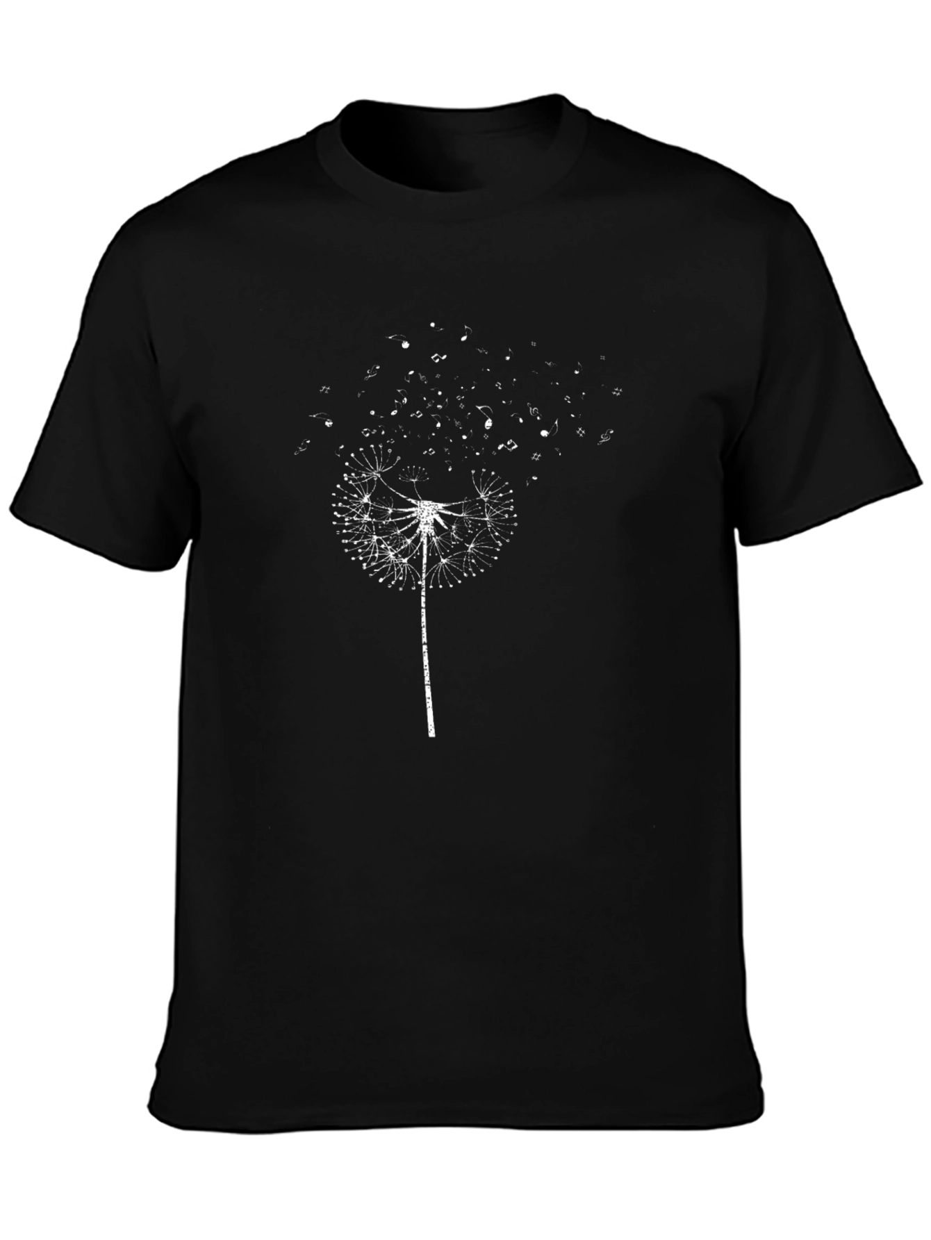 Dandelion Music Notes Black T-Shirt