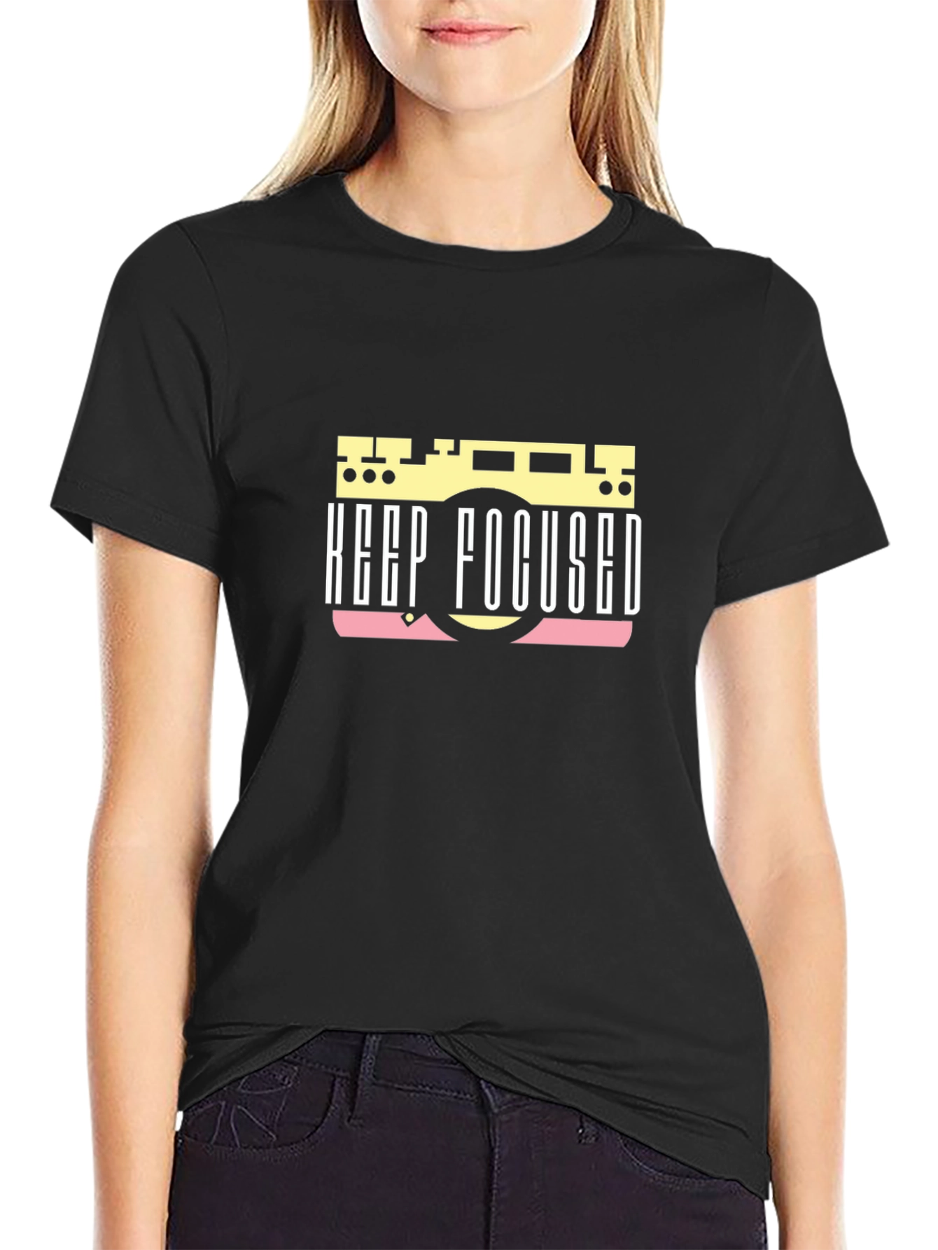 Keep Focused Graphic Tee - Black Cotton T-Shirt