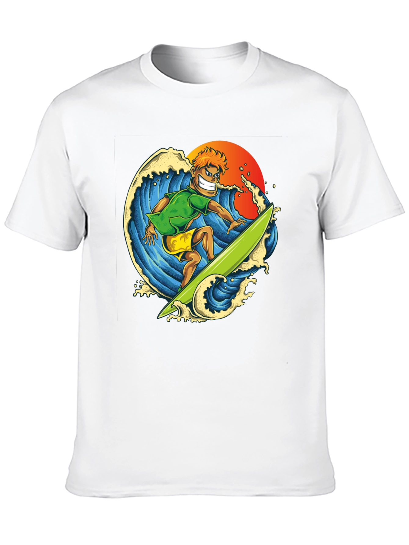 Surfer Dude Graphic Tee - Black Cotton T-Shirt
