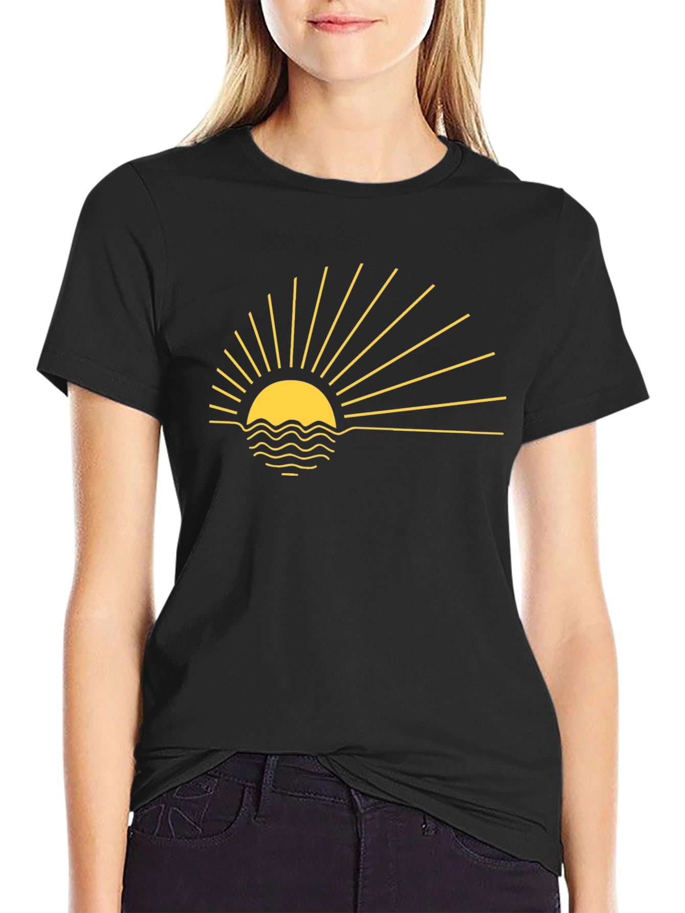 Sunrise Graphic Tee - Black Cotton Blend