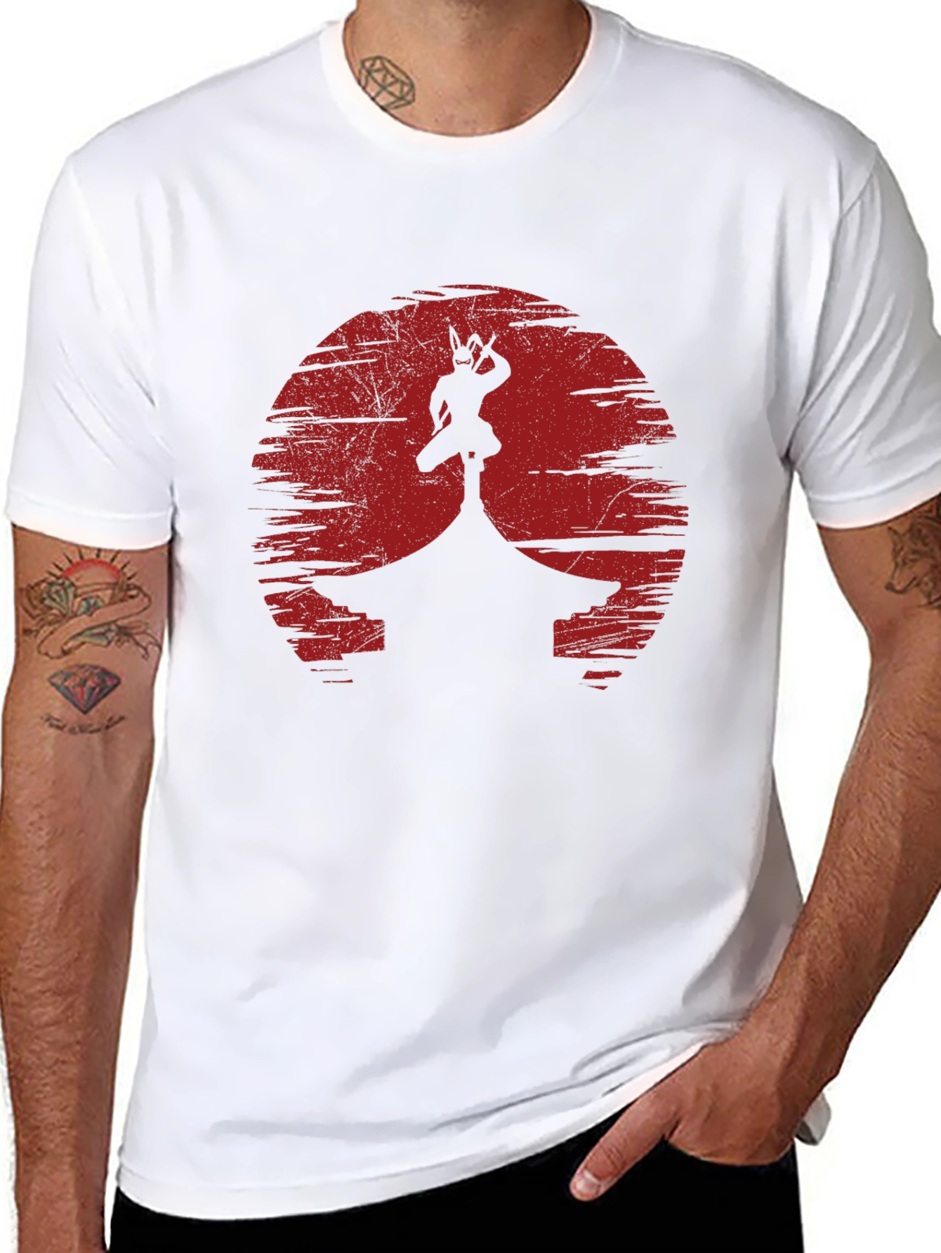 Ninja Silhouette Graphic Tee - Mens Black T-Shirt