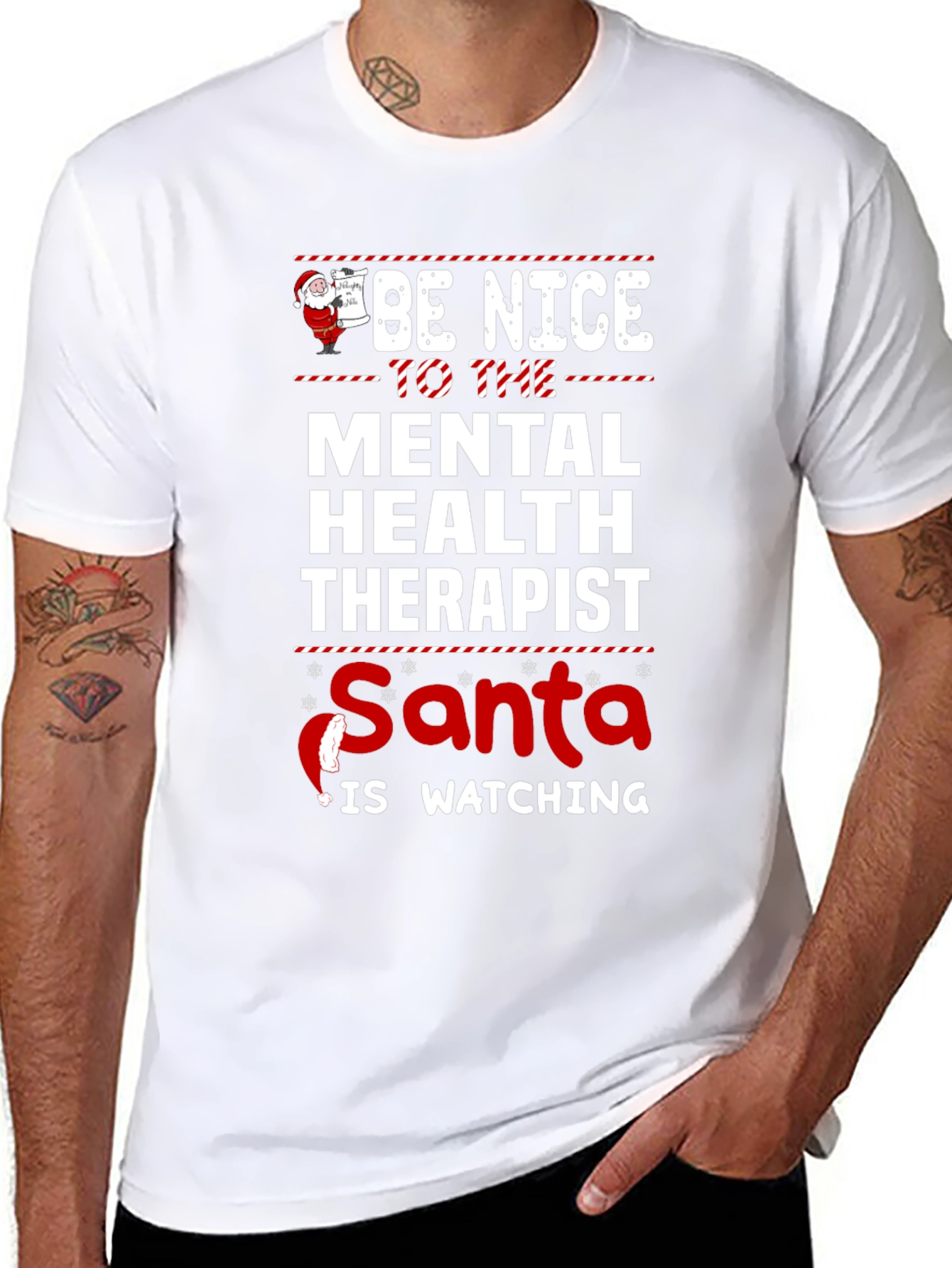 Funny Mental Health Therapist Santa Christmas T-Shirt