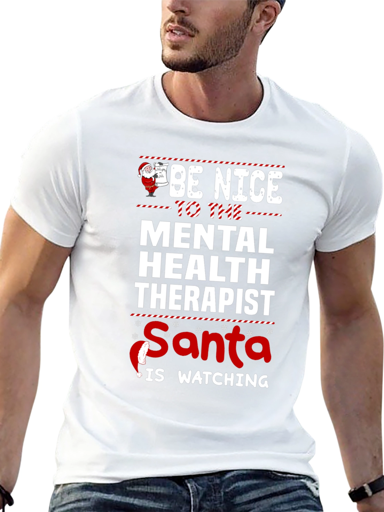 Funny Mental Health Therapist Santa Christmas T-Shirt