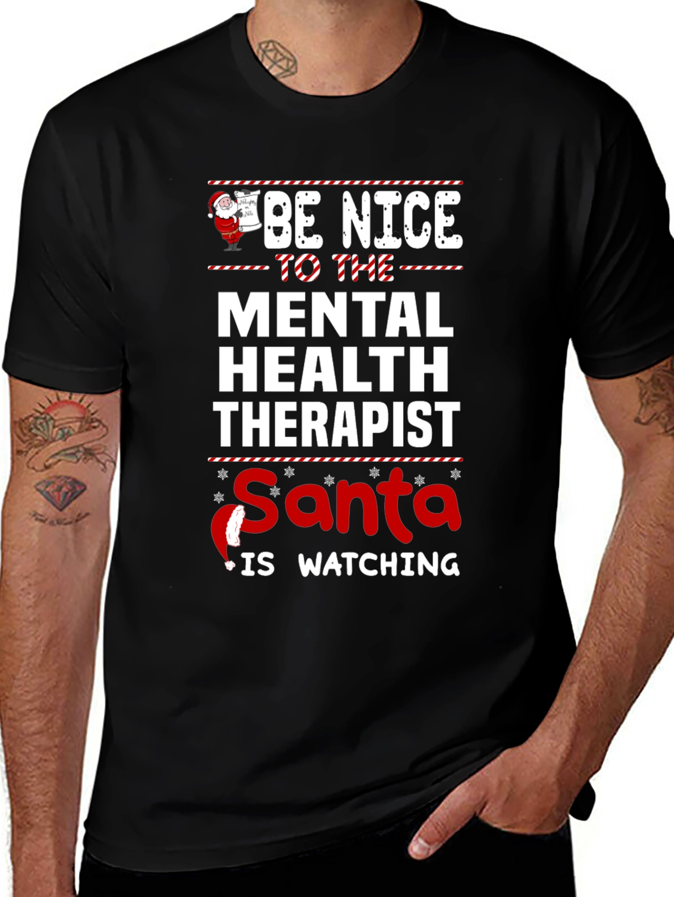 Funny Mental Health Therapist Santa Christmas T-Shirt