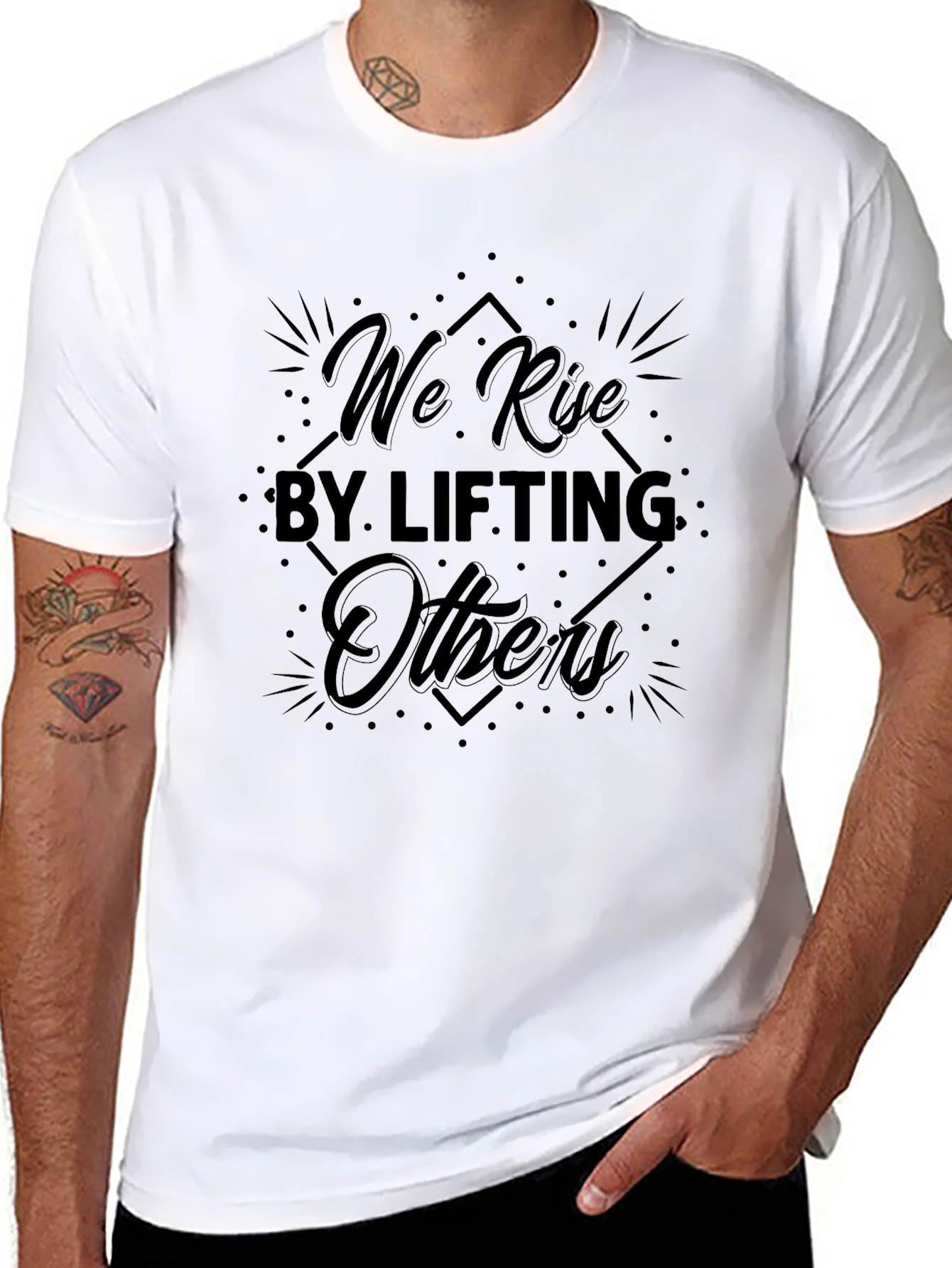 Inspirational We Rise By Lifting Others Black T-Shirt