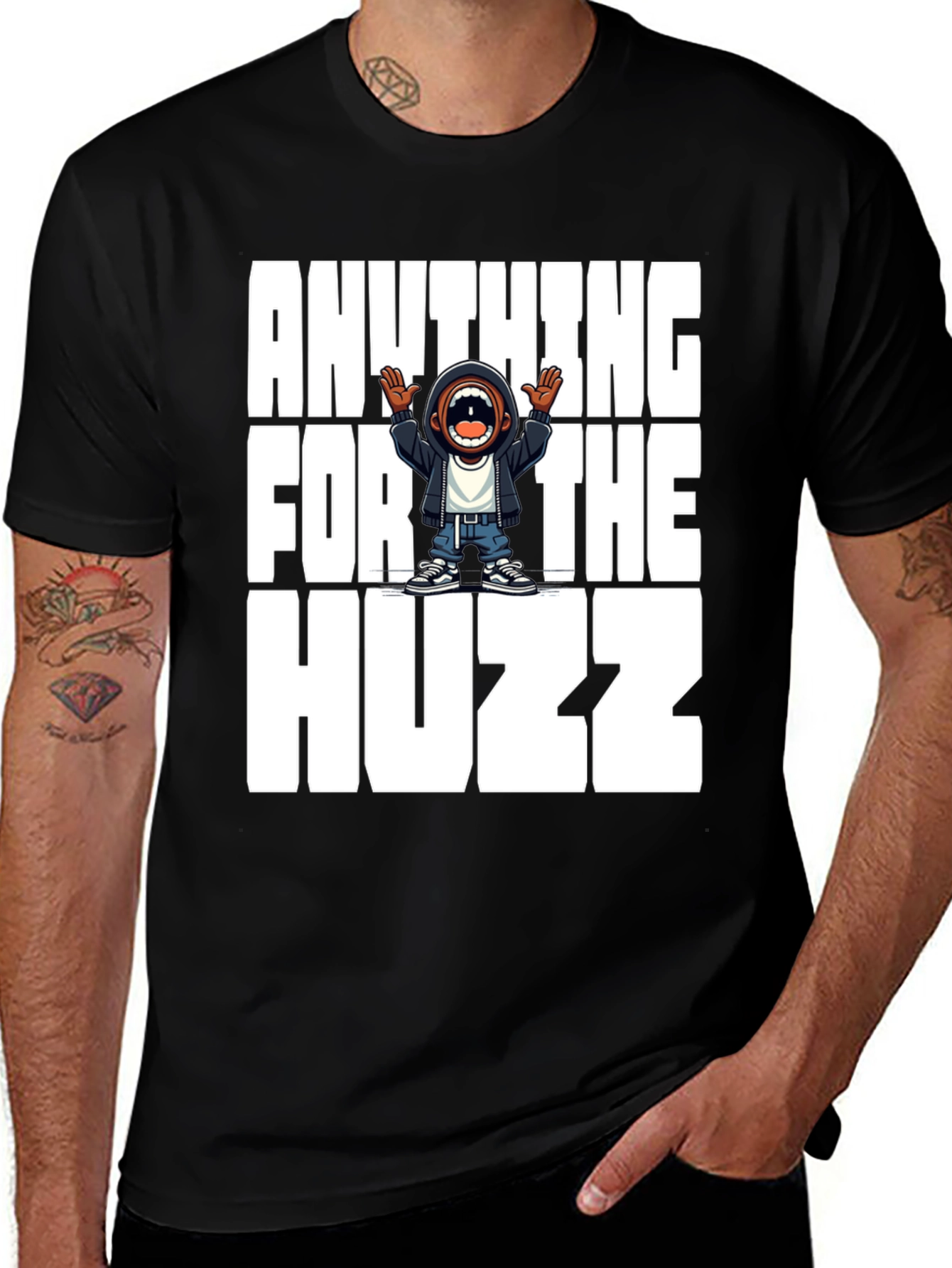Anything For The Huzz Black Graphic Tee