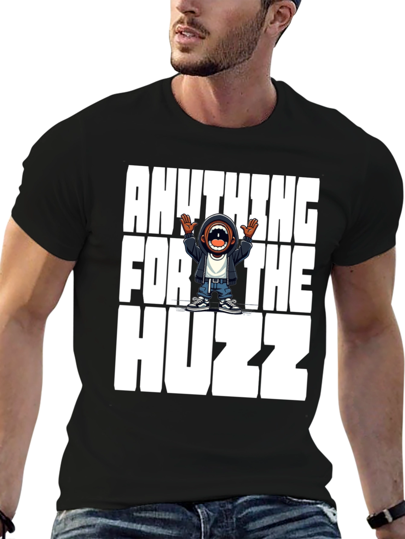 Anything For The Huzz Black Graphic Tee