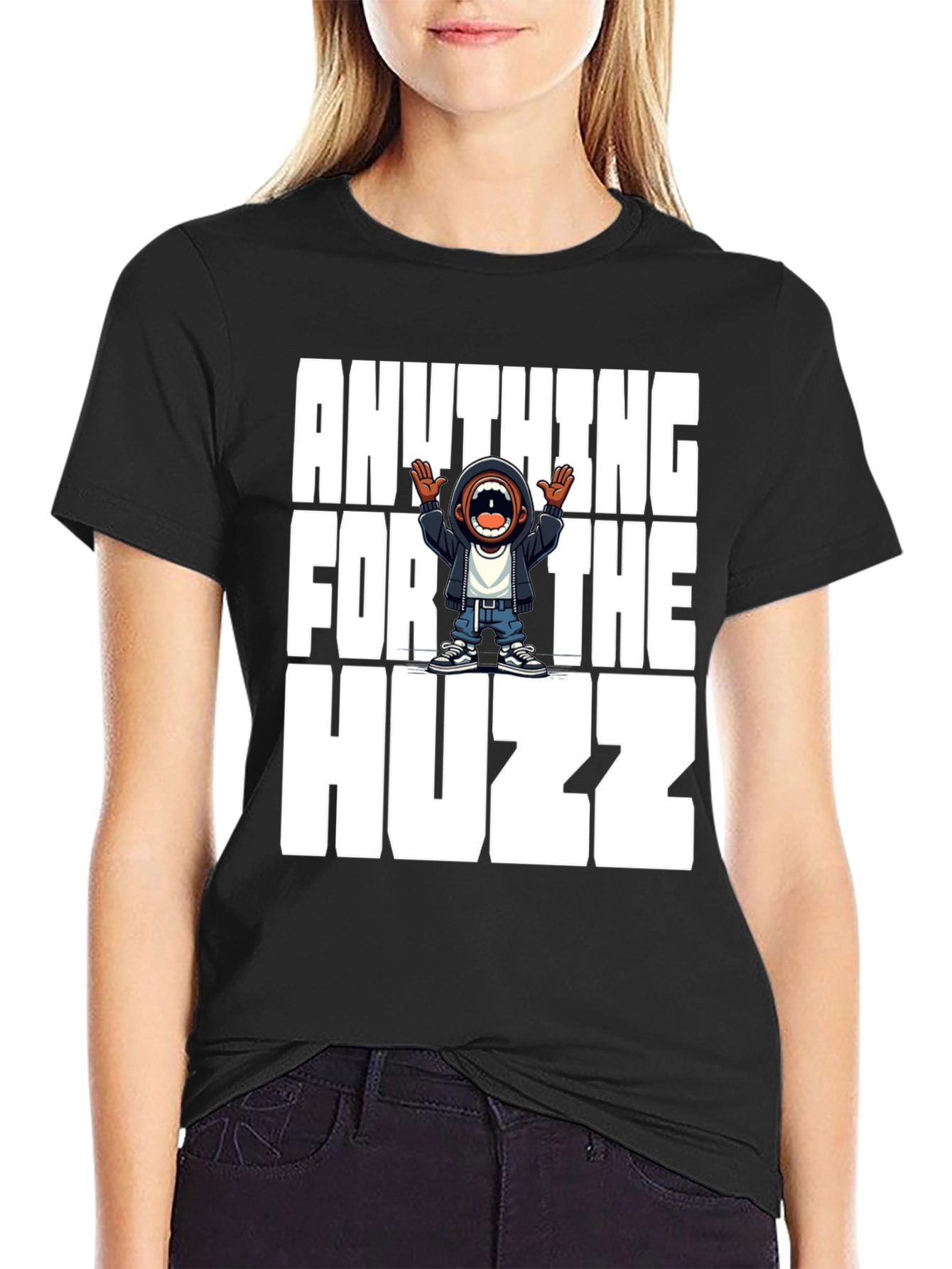Anything For The Huzz Black Graphic Tee