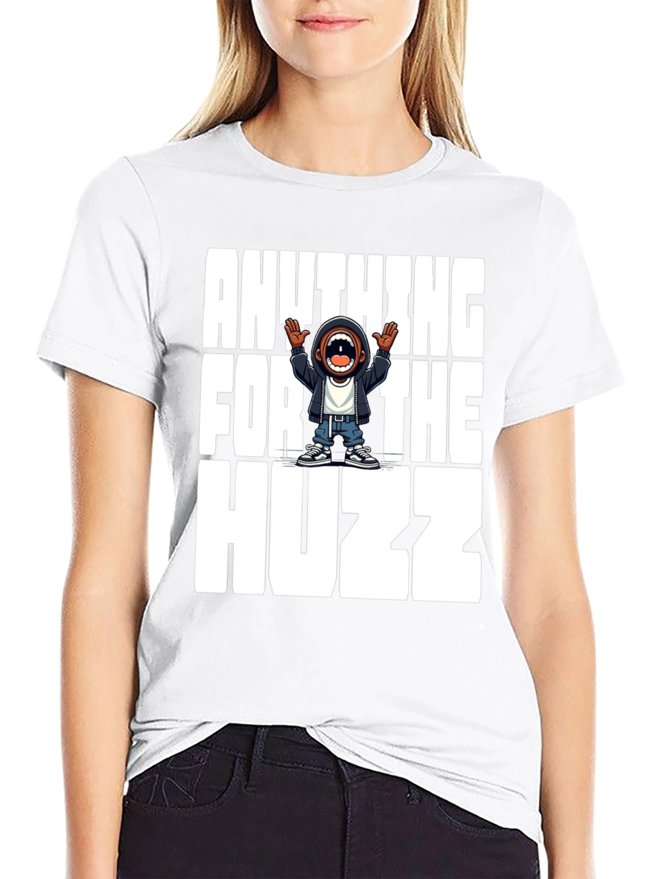 Anything For The Huzz Black Graphic Tee
