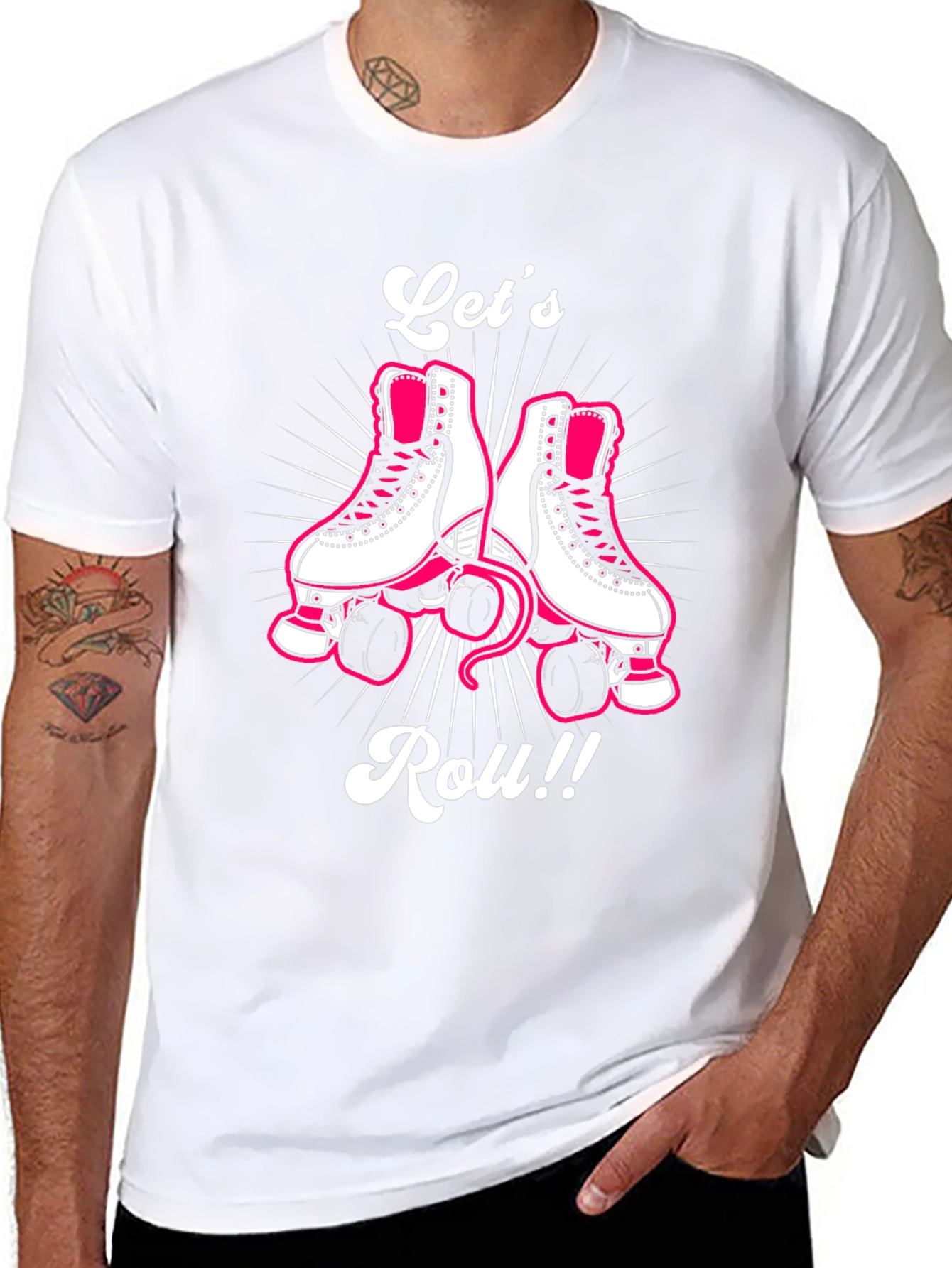 Lets Roll Retro Roller Skate Graphic Tee