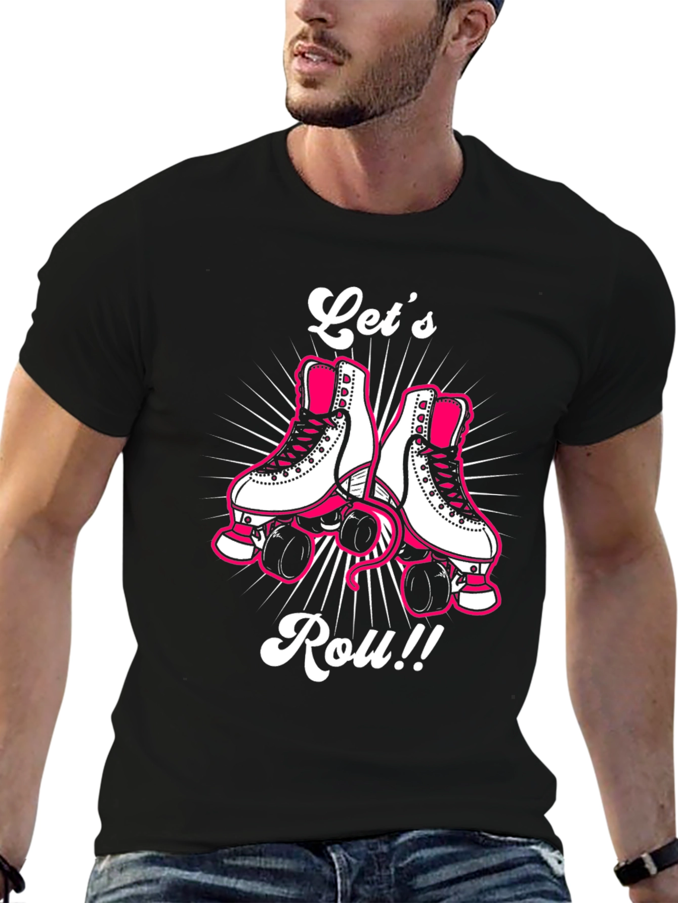 Lets Roll Retro Roller Skate Graphic Tee