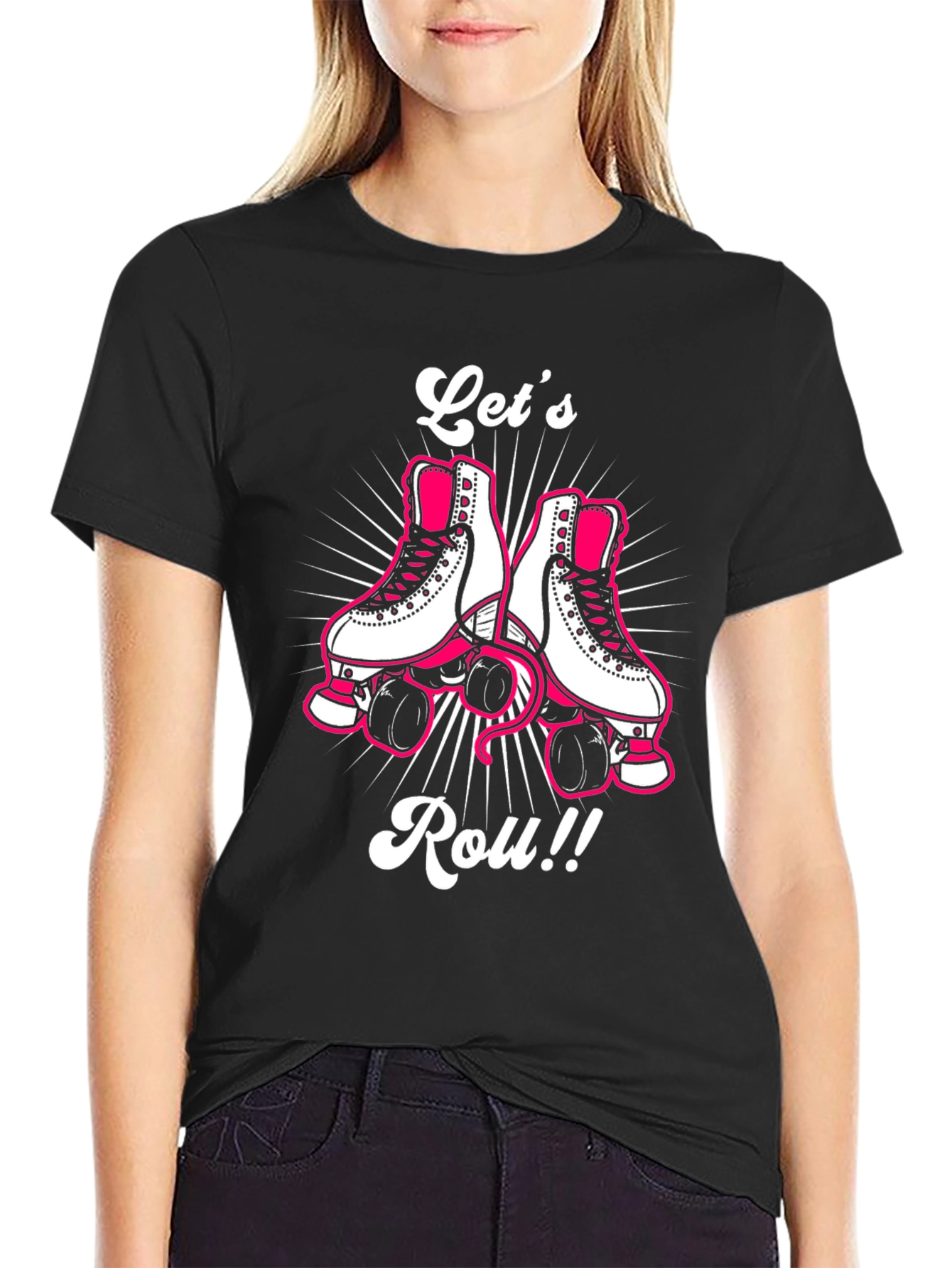 Lets Roll Retro Roller Skate Graphic Tee