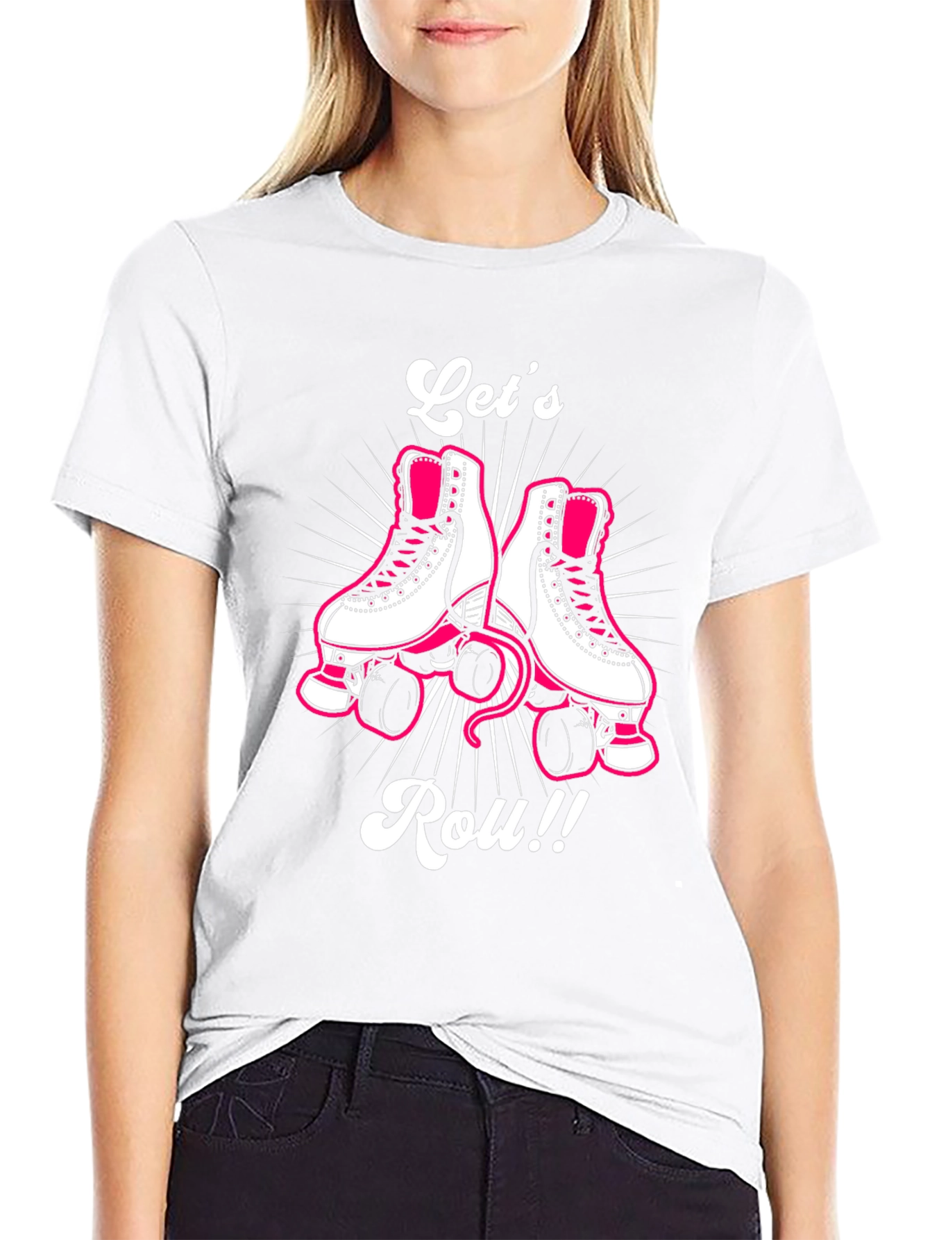 Lets Roll Retro Roller Skate Graphic Tee