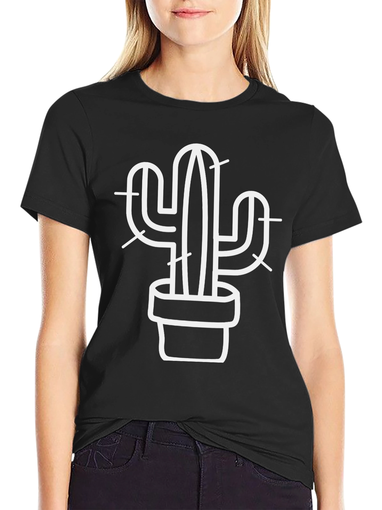 Cactus Graphic Tee - Trendy Minimalist Design