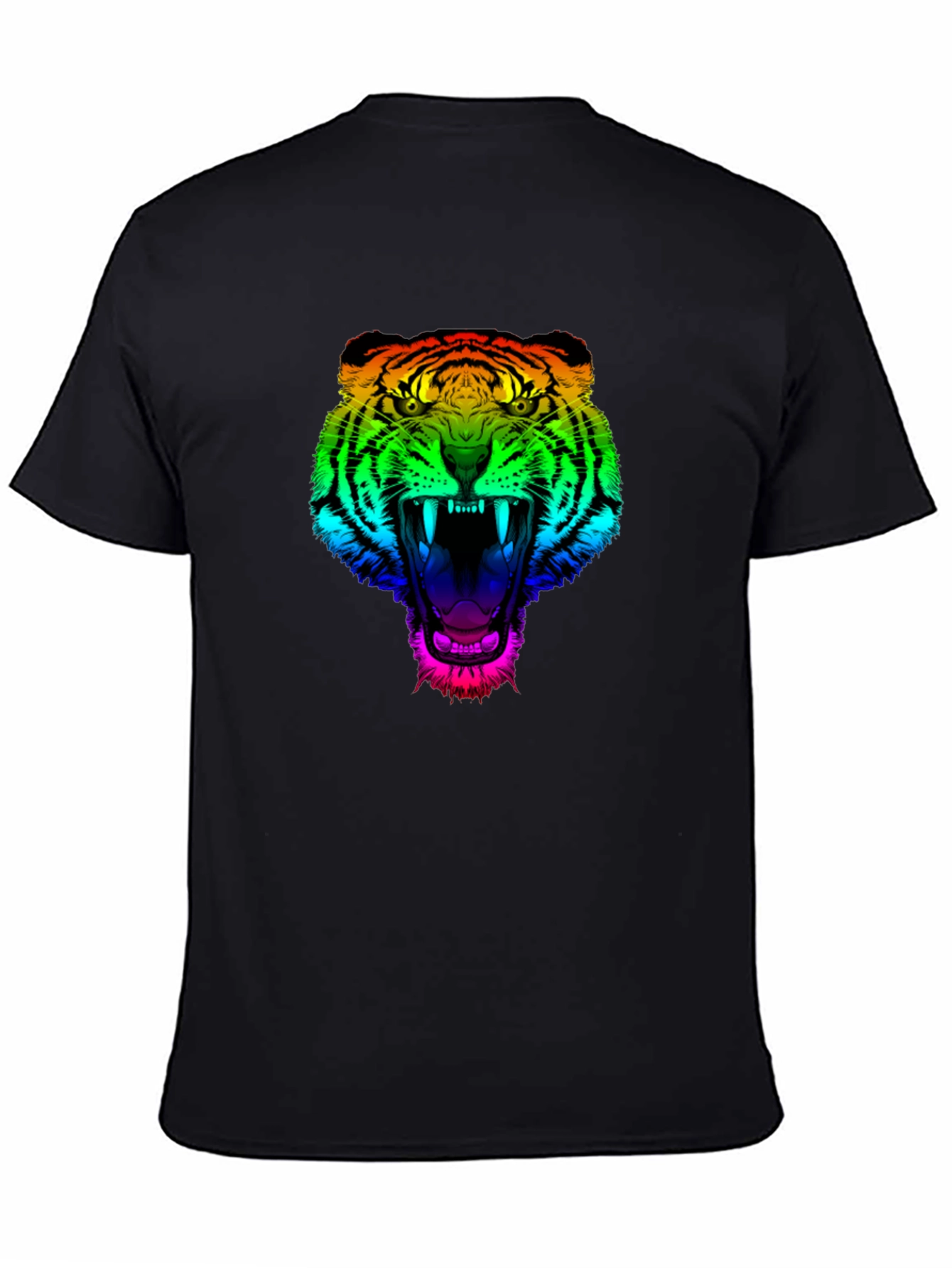 Rainbow Tiger Graphic Tee - Mens Black T-Shirt