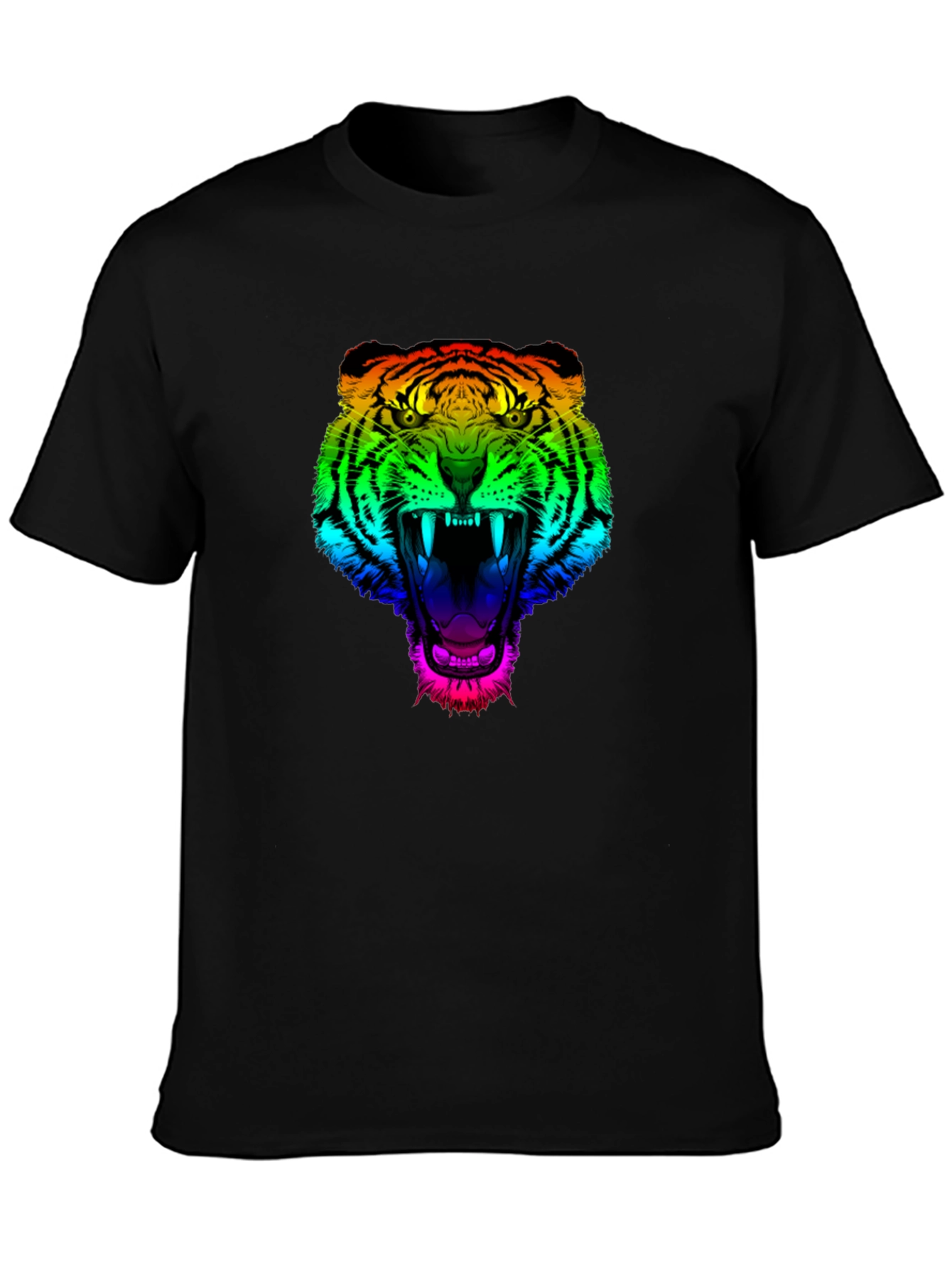 Rainbow Tiger Graphic Tee - Mens Black T-Shirt