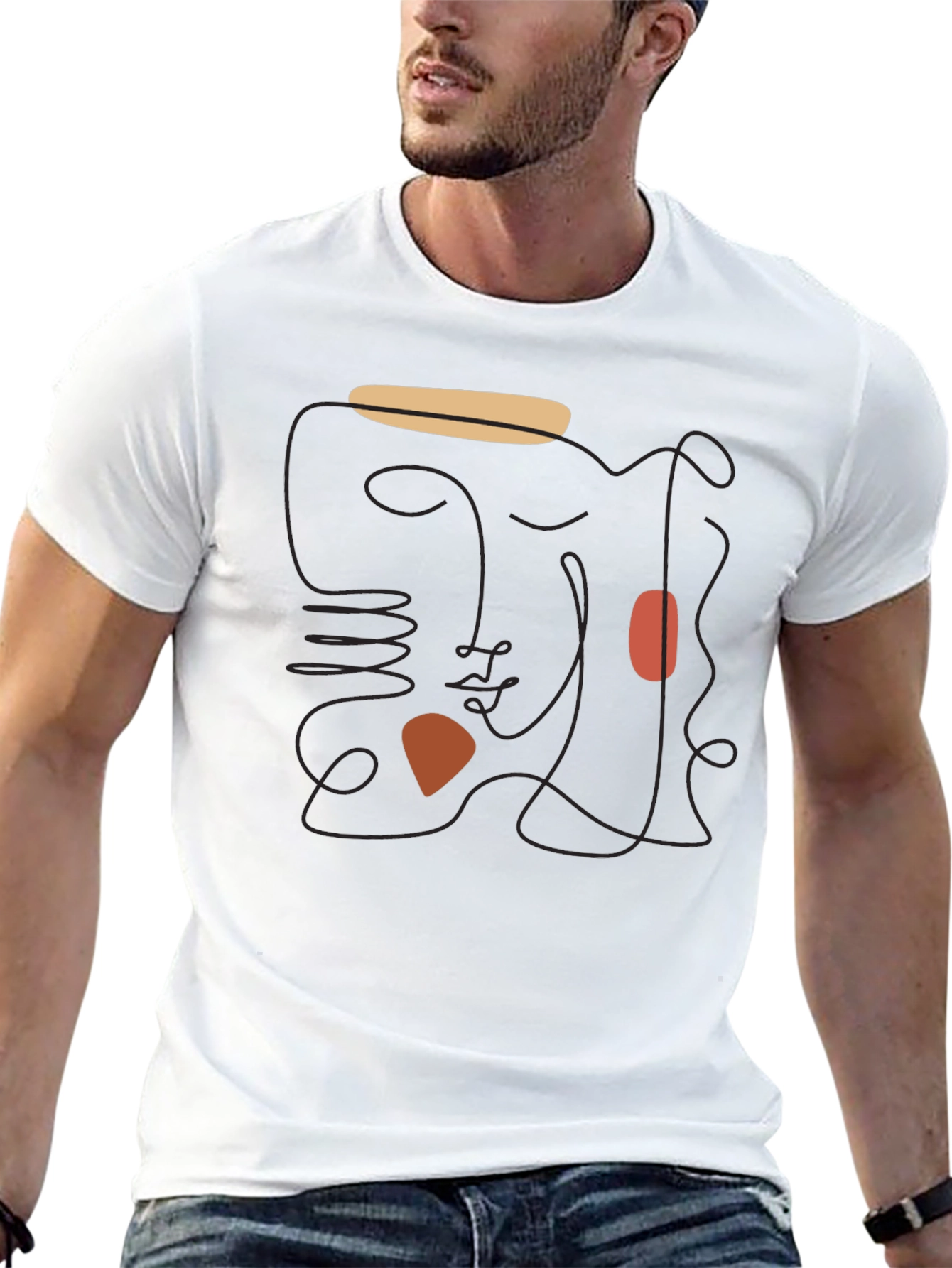 Abstract Face Graphic Black T-Shirt