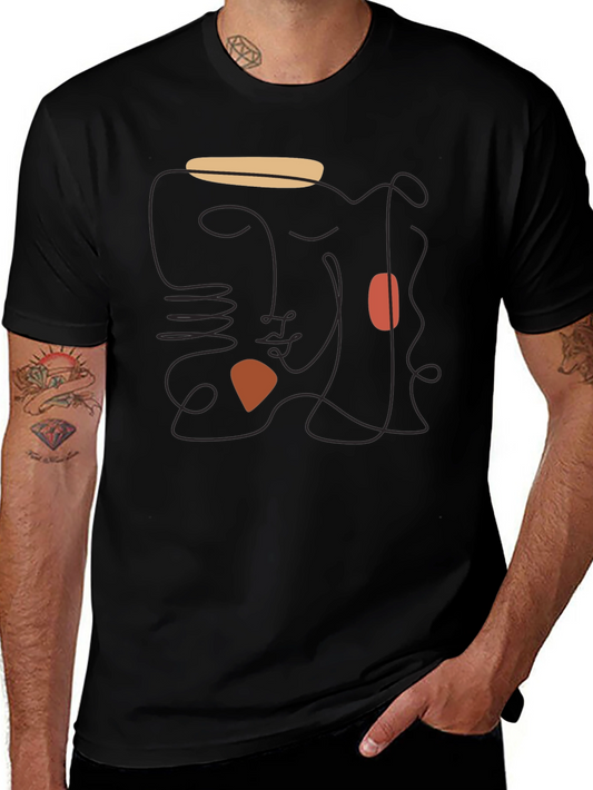 Abstract Face Graphic Black T-Shirt