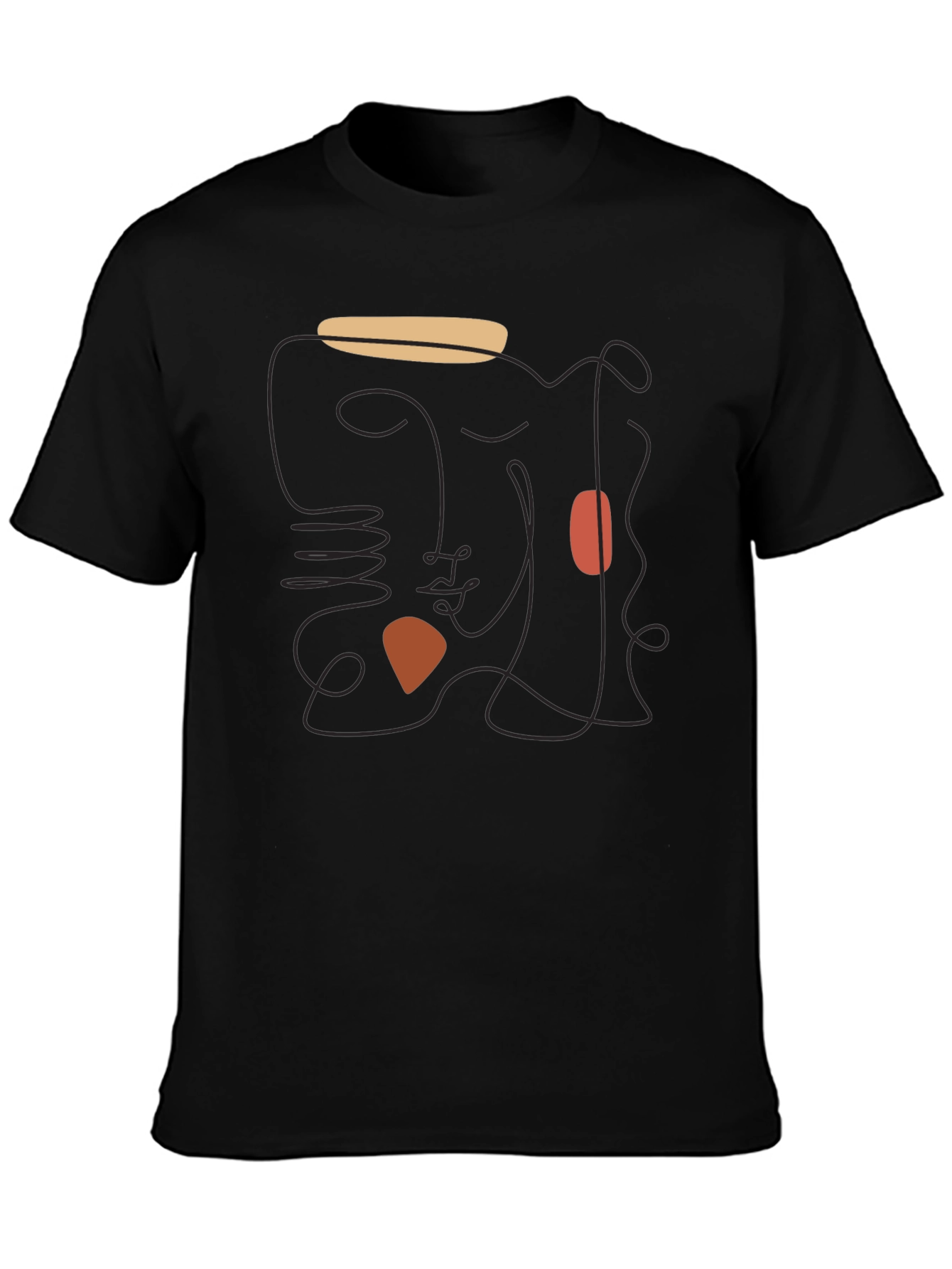 Abstract Face Graphic Black T-Shirt