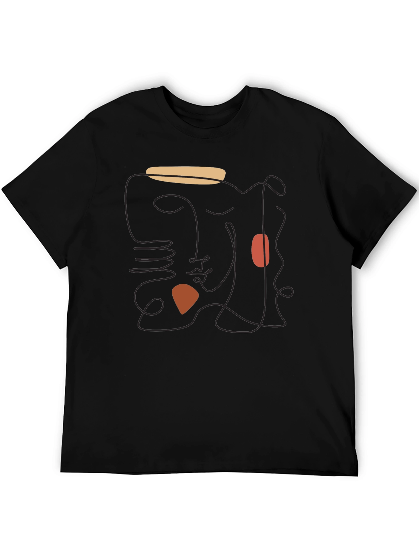 Abstract Face Graphic Black T-Shirt