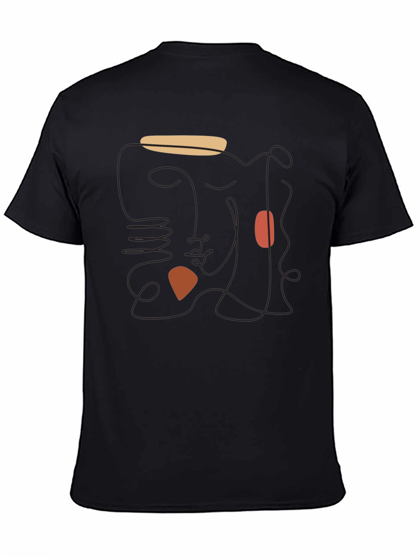 Abstract Face Graphic Black T-Shirt