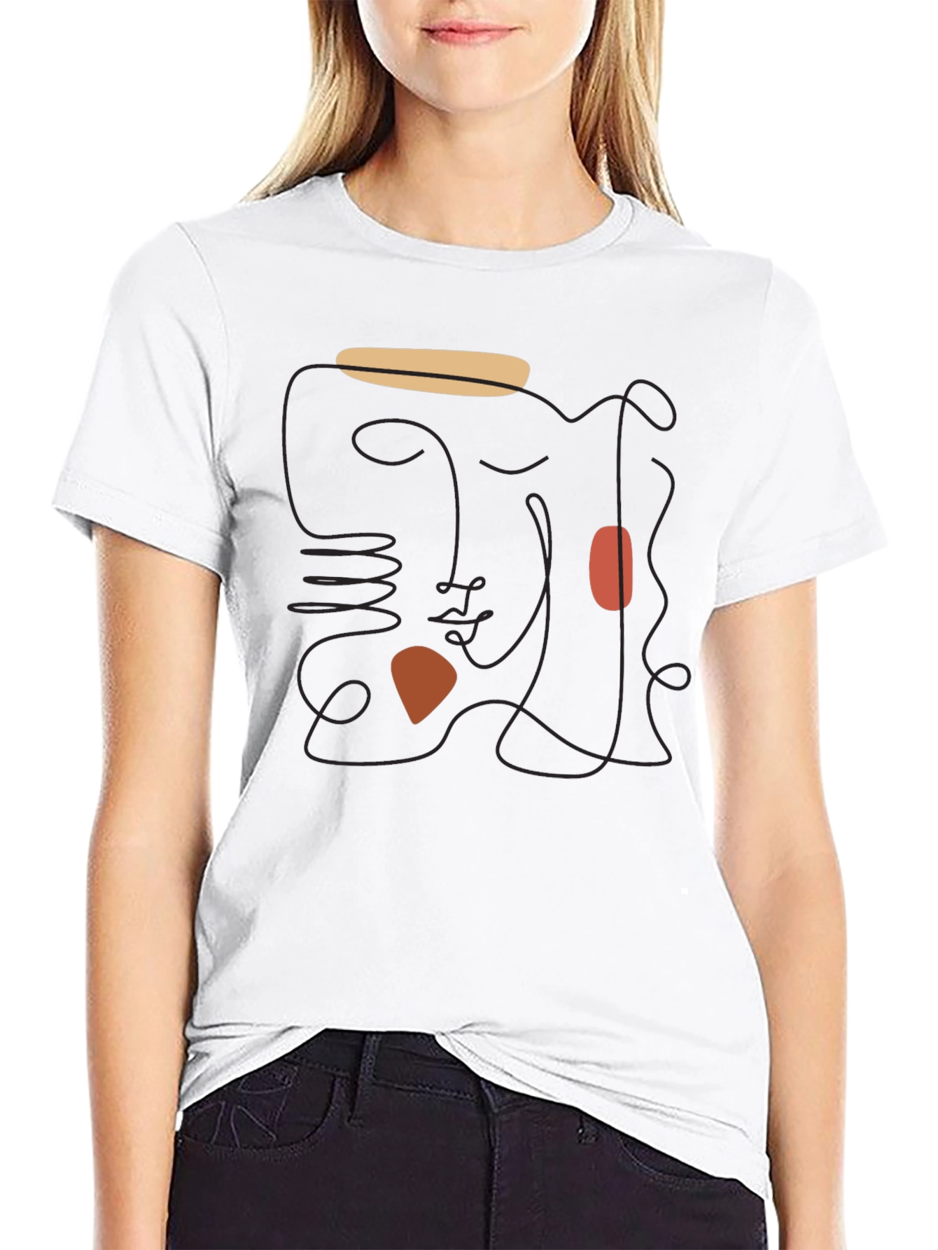 Abstract Face Graphic Black T-Shirt